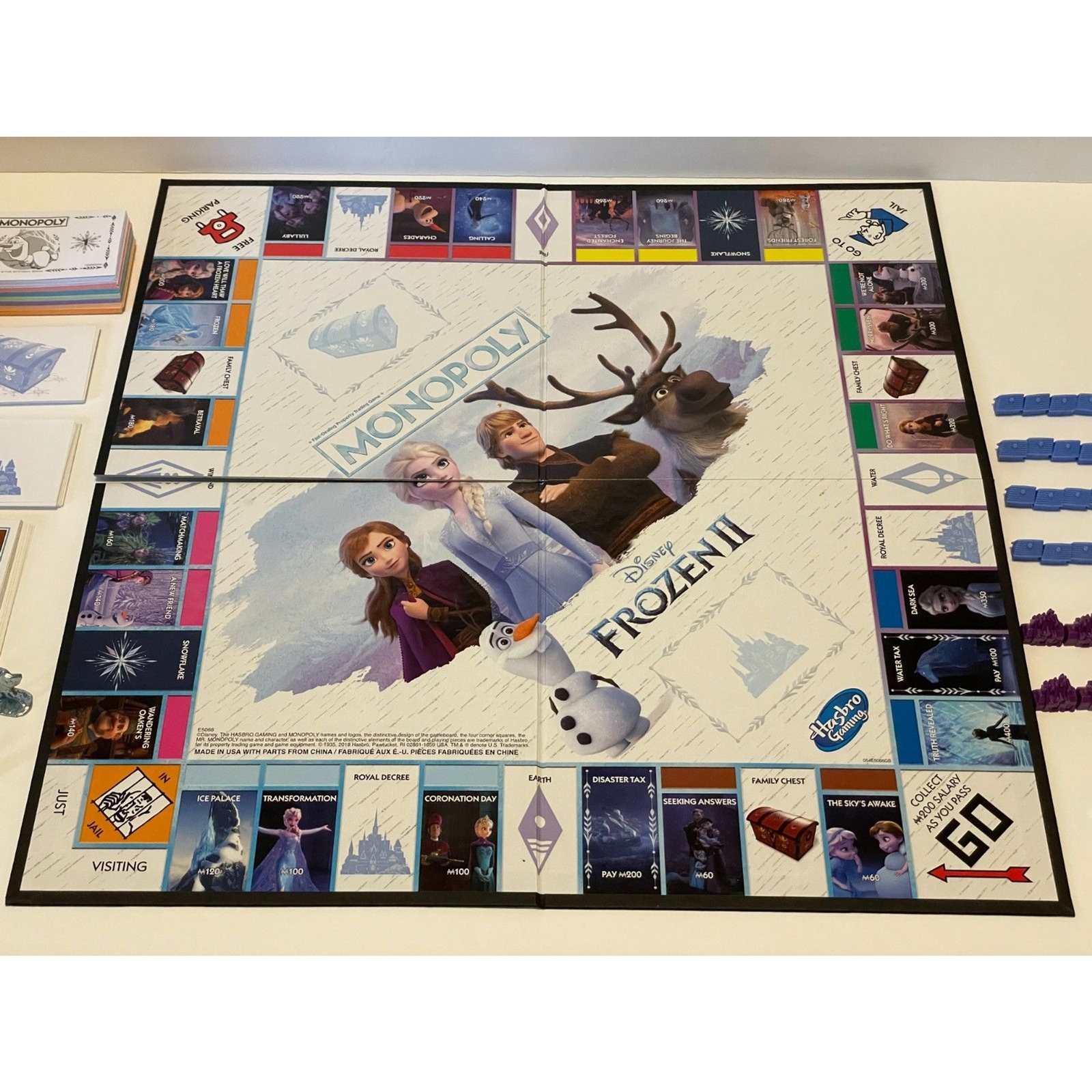 Disney Frozen 2 Monopoly Game No Box, All Pieces are Complete