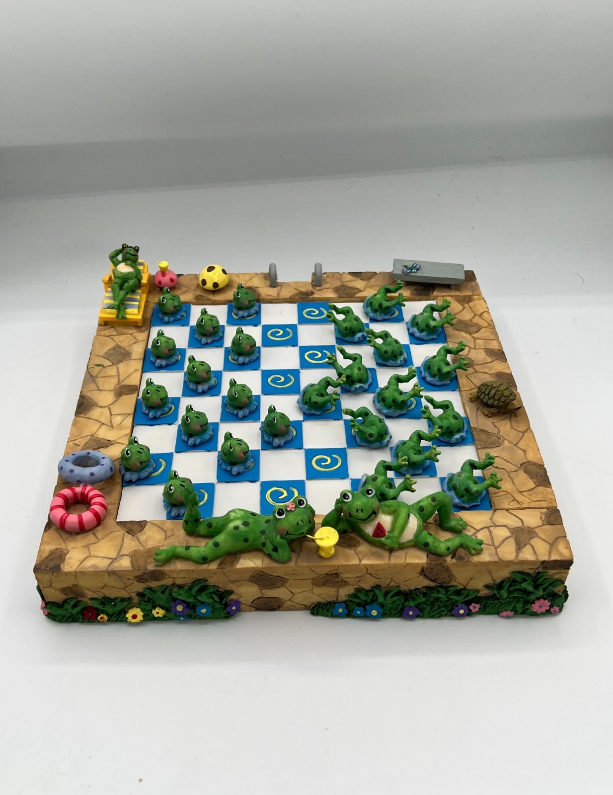 Lawns & Tortoise & Hares Oh My! Checker Set with Frog Playing Pieces Used In Box
