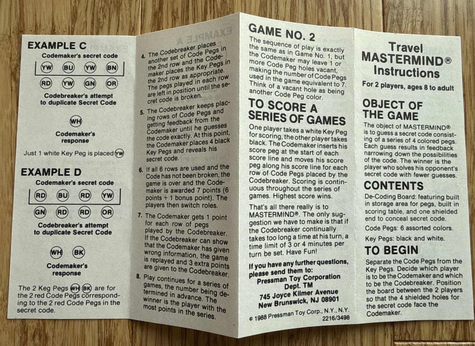 Travel Mastermind Vintage 1988 Pressman Games-To-Go Complete Puzzle Game