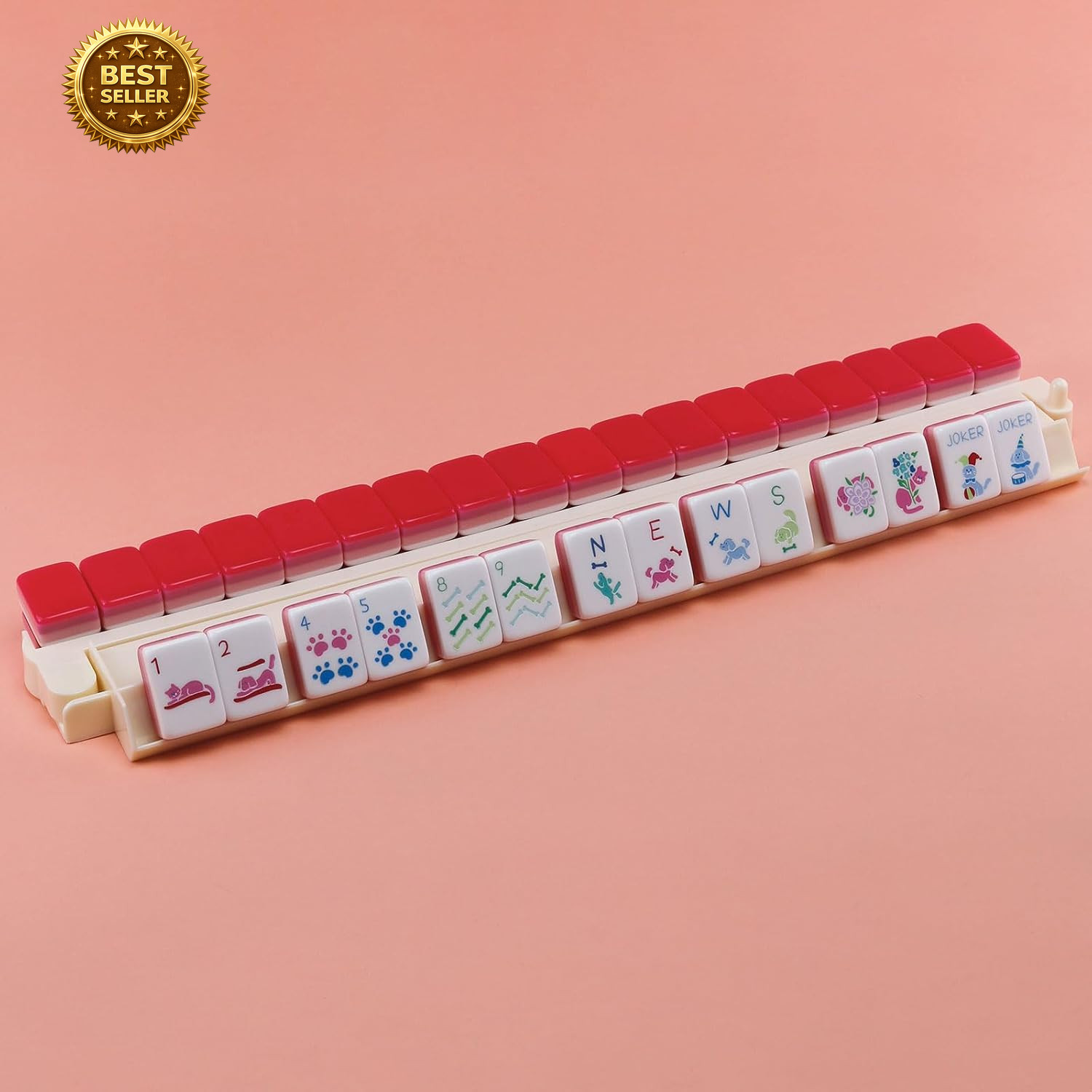 Dogs and Cats Themed Mahjong Tile Set – 160 Acrylic Engraved Tiles & American Ma