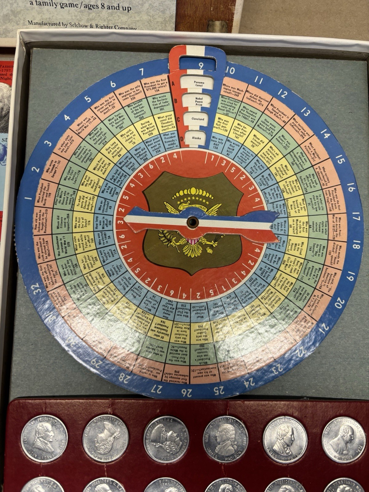 MEET THE PRESIDENTS 1965 QUIZ GAME, COMPLETE, SELCHOW & RIGHTER CO.