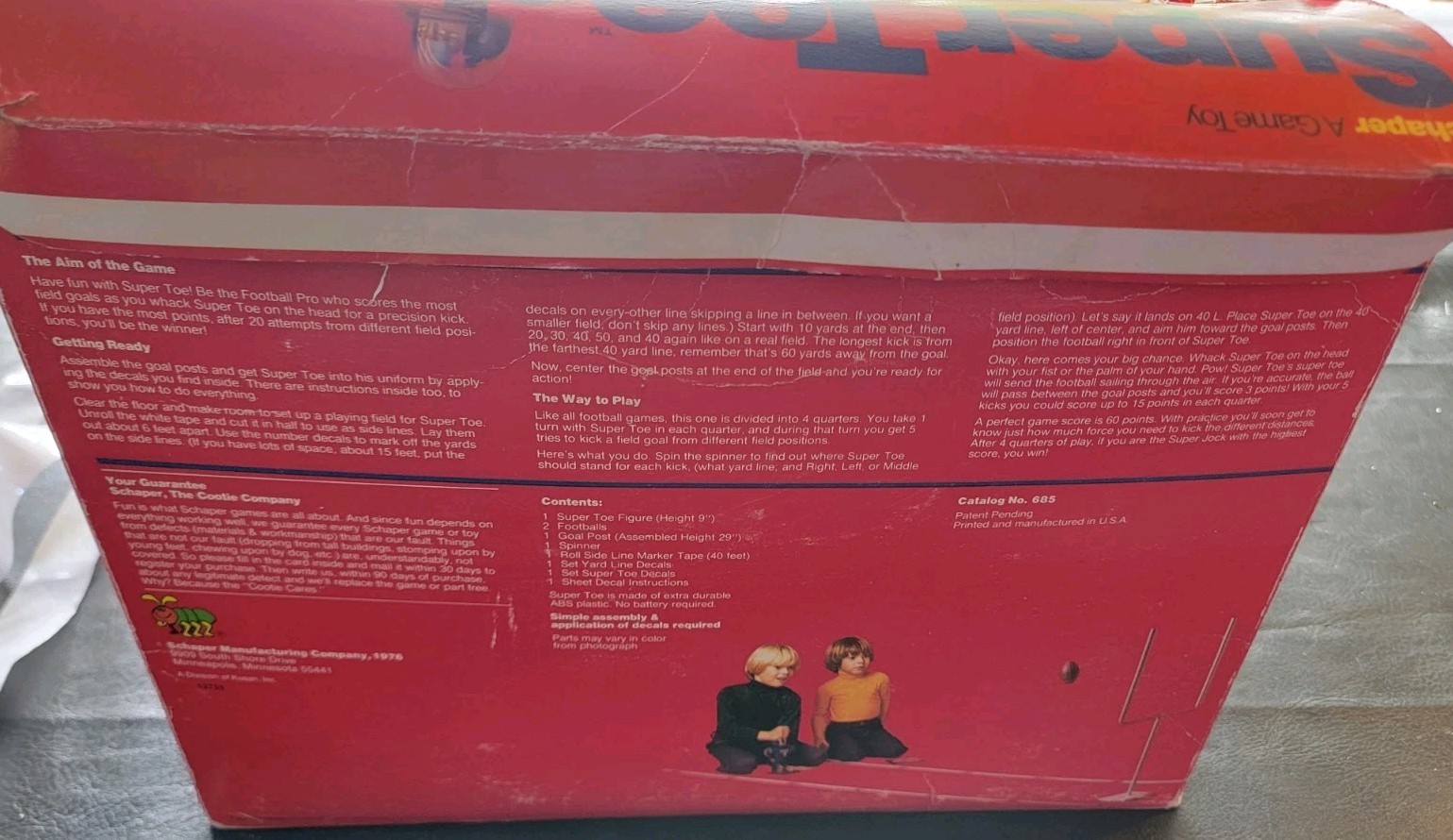 Vtg Schaper Super Jock Toe Football Game 1975 Kicker Toy Original Box TOY SPORTS