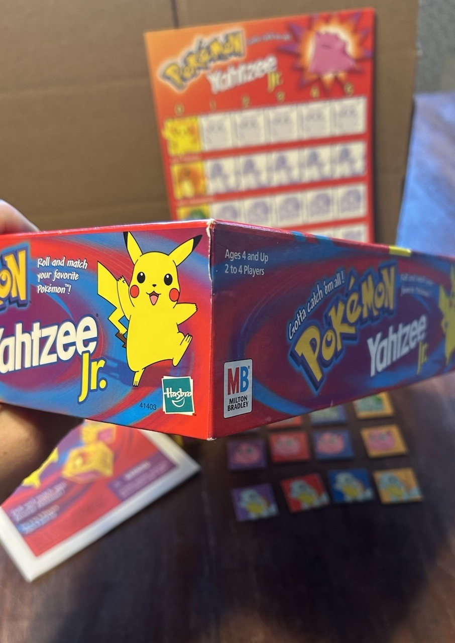 Pokemon Yahtzee Jr. – Milton Bradley Hasbro – COMPLETE Game – Vtg 1999 Nintendo