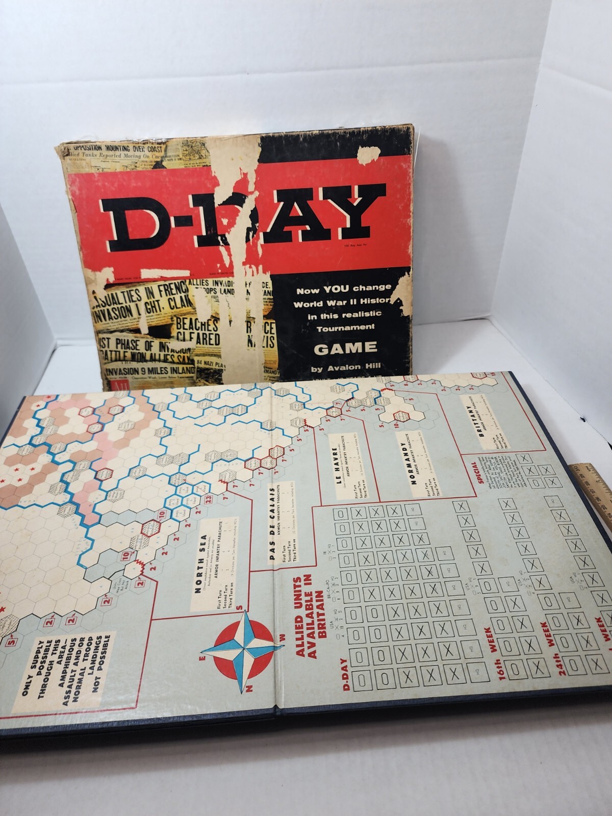 Vintage 1961 D-Day World War II Invasion Board Game #508 Avalon Hill WWII D Day