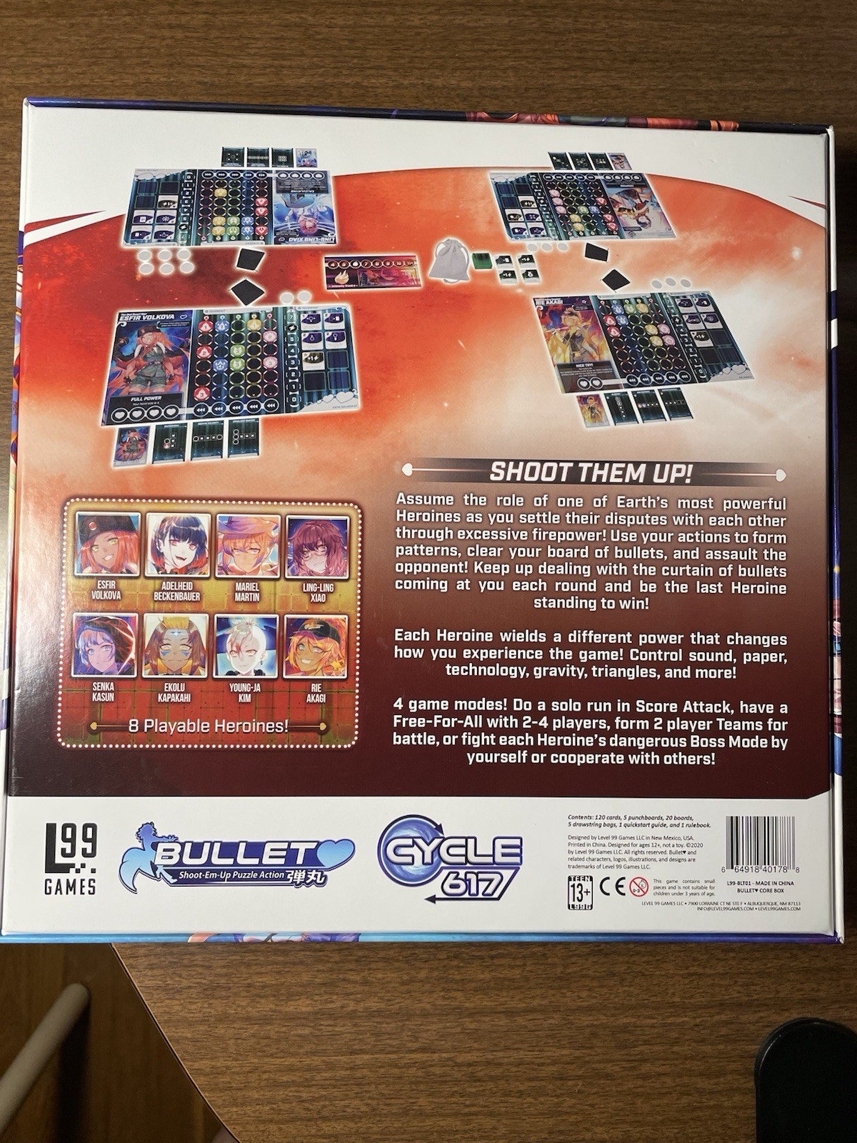 Bullet Heart Board Game Level 99 Games Open Box Complete Never Played