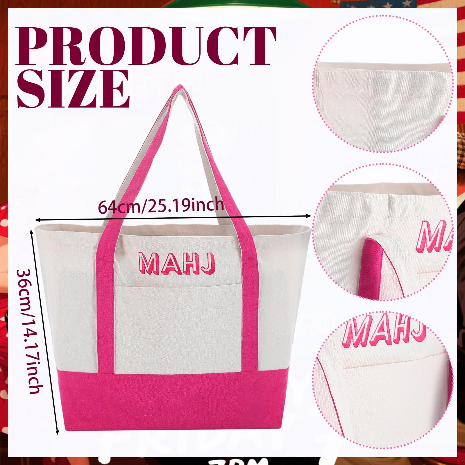 3 Pcs Empty Mahjong Bags Set for Tiles and Racks Canvas Mahjong Carry Tote Ba…