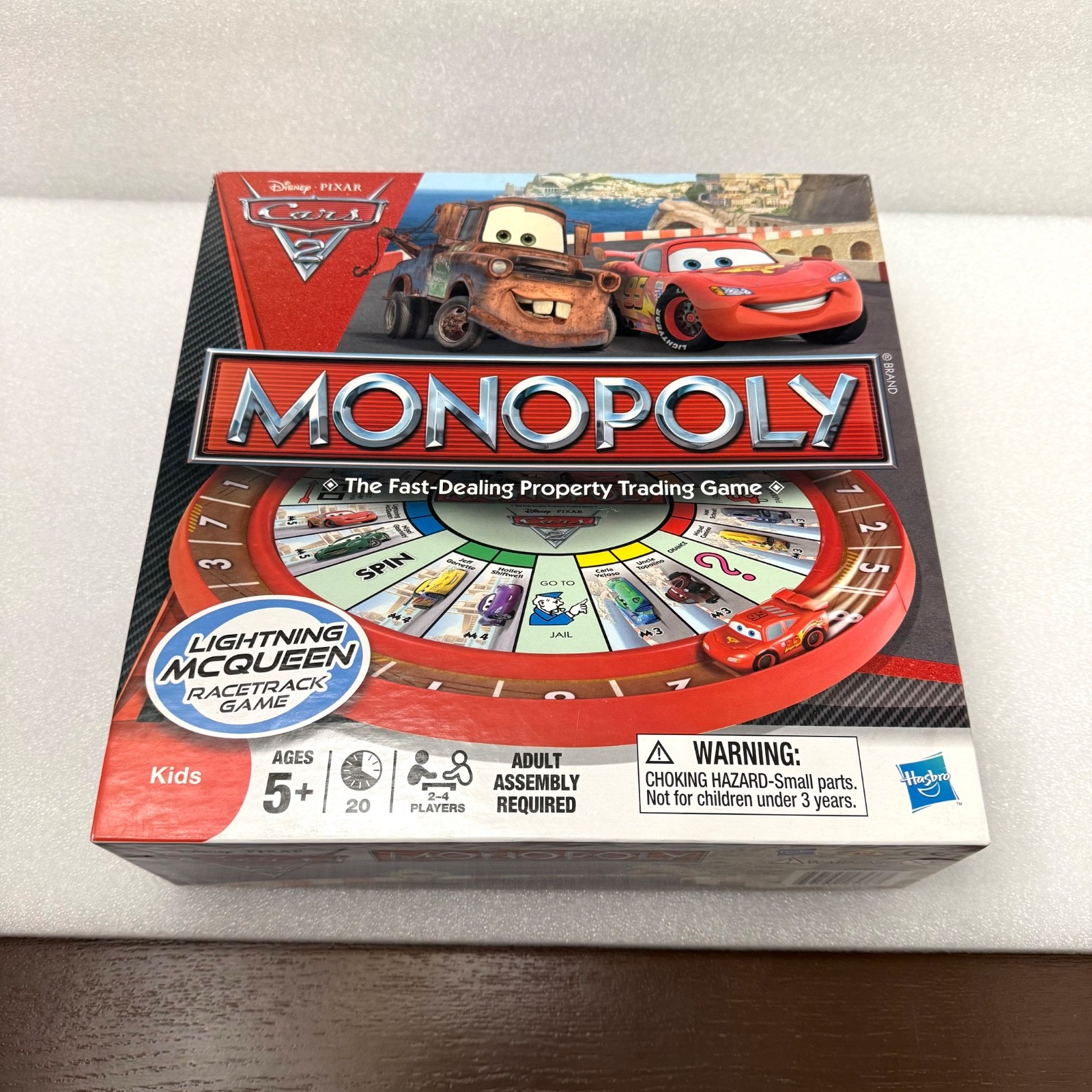 Disney Pixar Cars 2 Monopoly Game Lightning McQueen Racetrack Game New Open Box