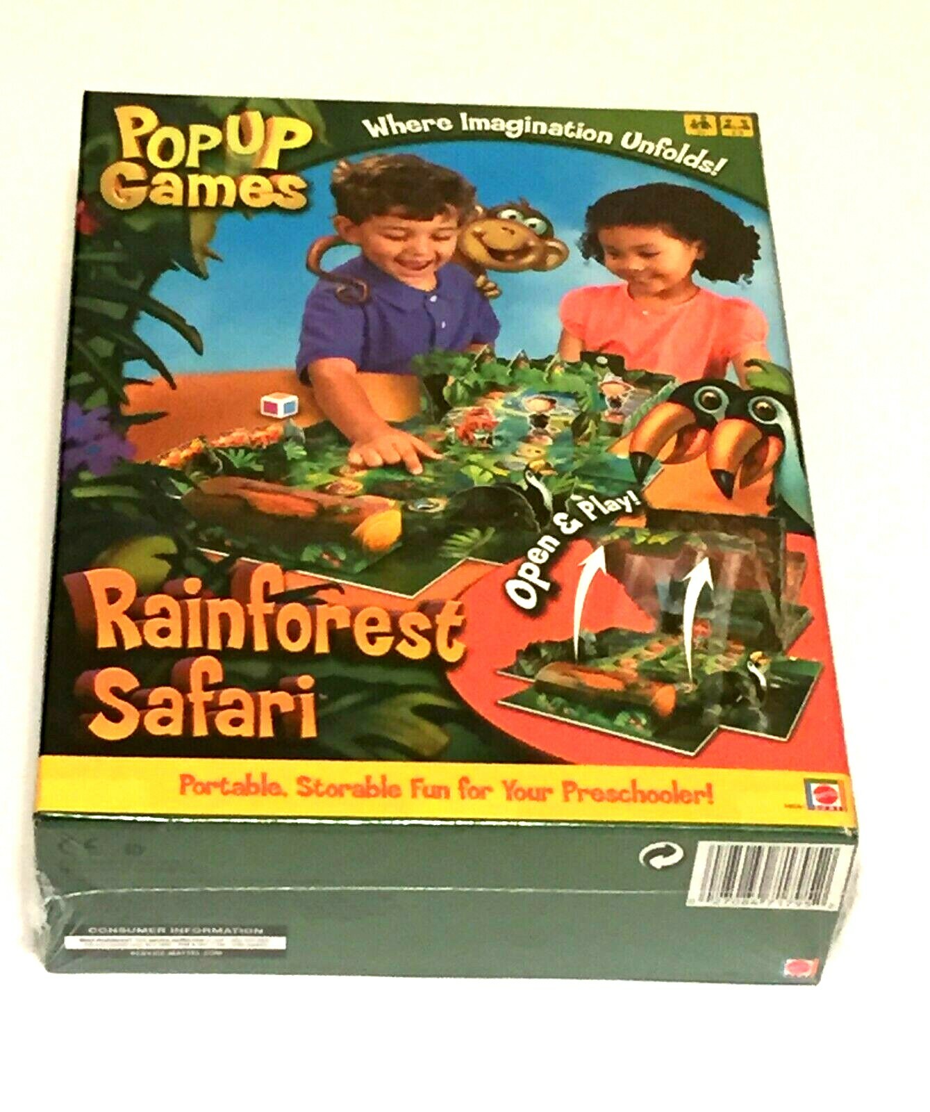 Rainforest Safari Pop Up Kids Board Games Mattel 3D Open & play -2 to 4 players