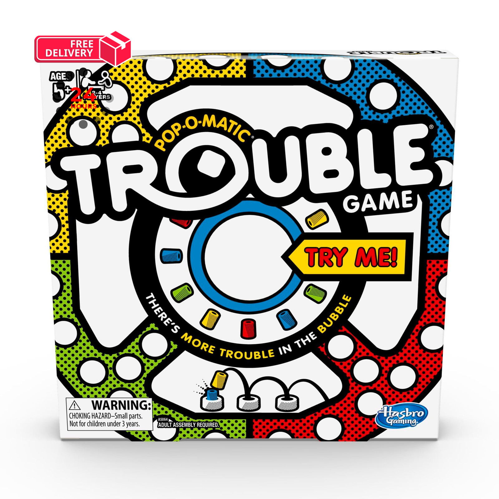 Hasbro Gaming Trouble Board Game for Kids Ages 2.0 H x 11.0 L x W, Vary