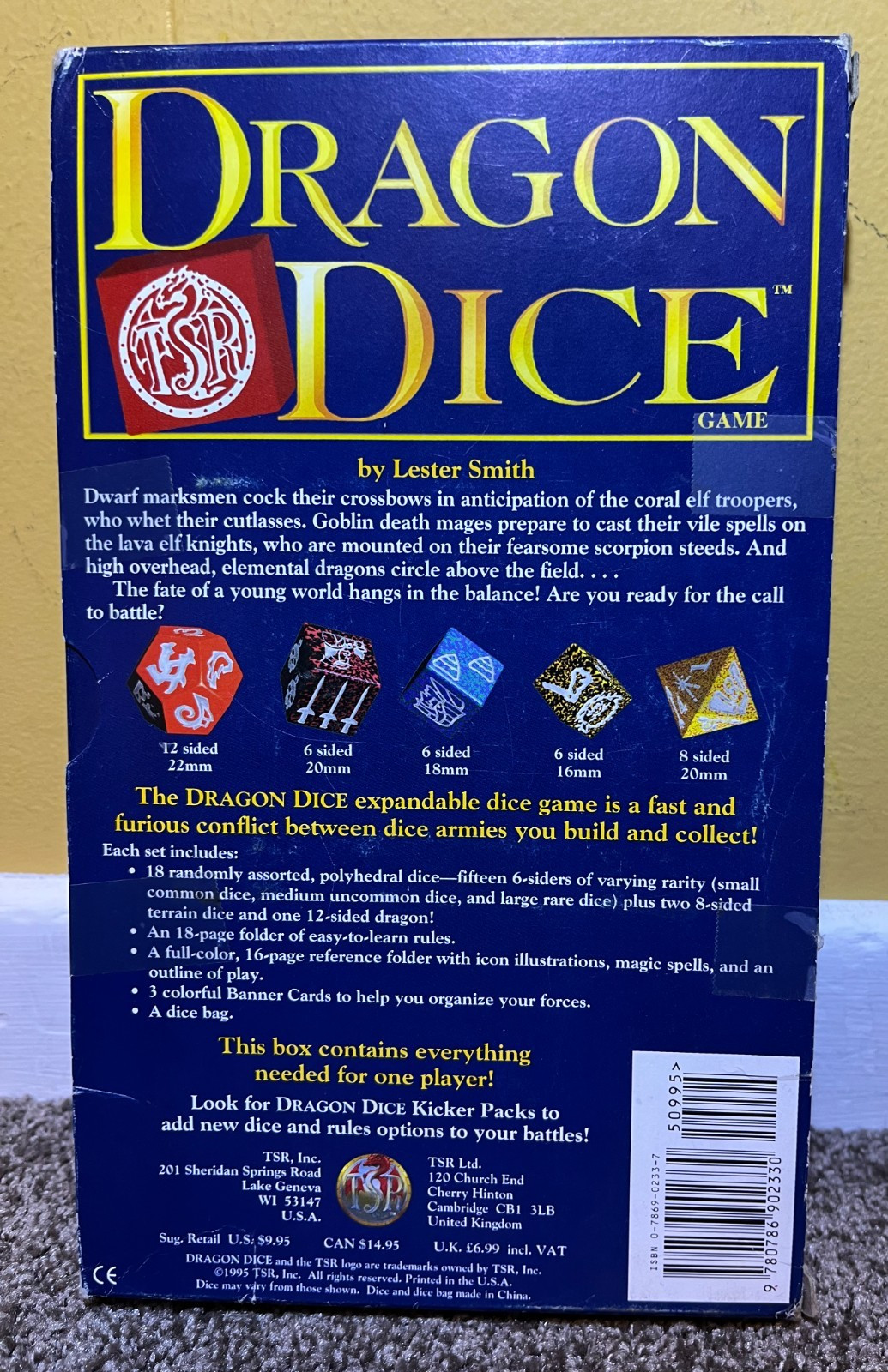 TSR Dragon Dice Game Starter Set Box Vintage 1995 Lester Smith Unplayed