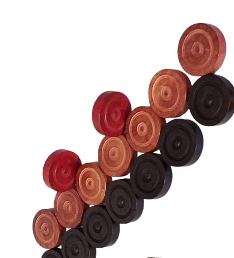 Professional Carrom Board Coins and Striker Set – 24 Wooden Carrom (11 Black,…