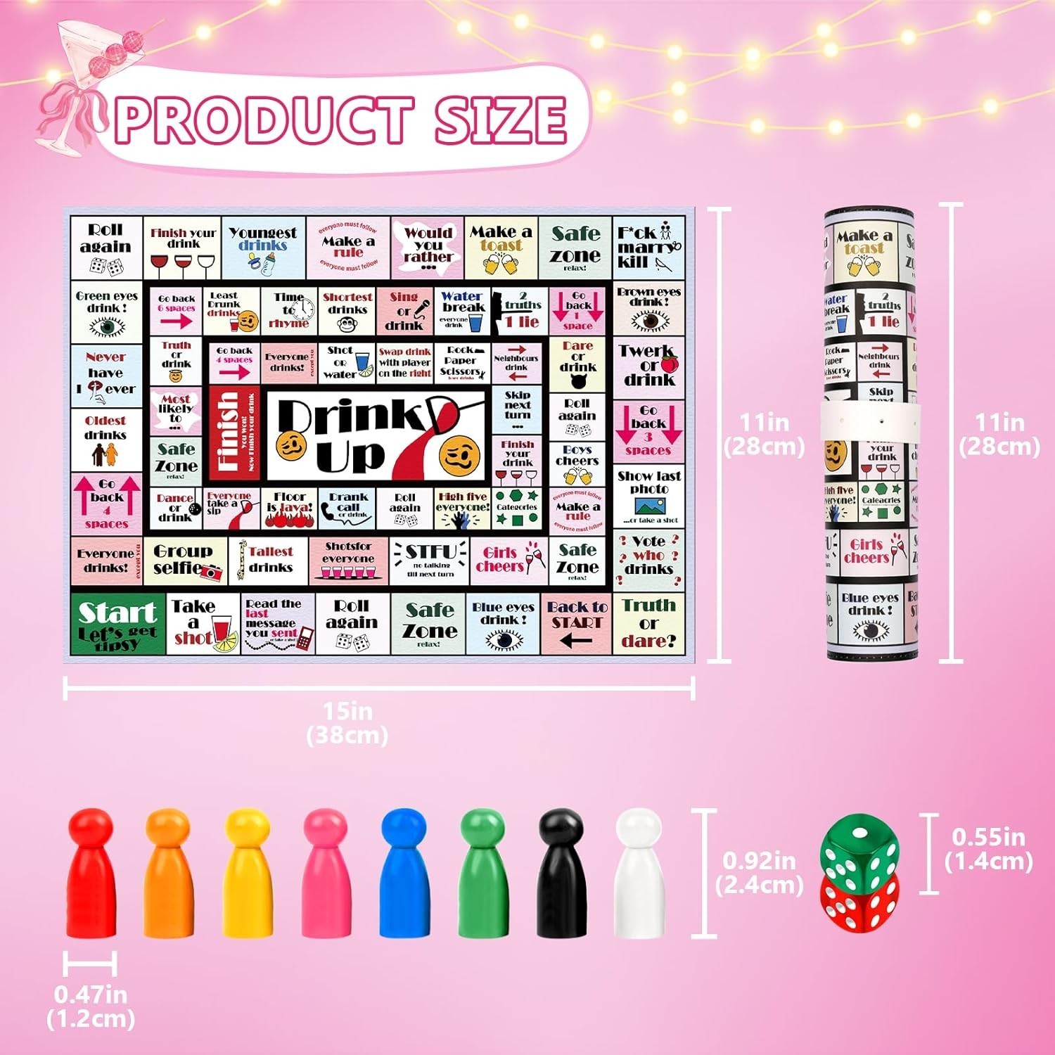 Drinking Board Games for Adults Girls Night,Waterproof Leather Mat Drinking G…