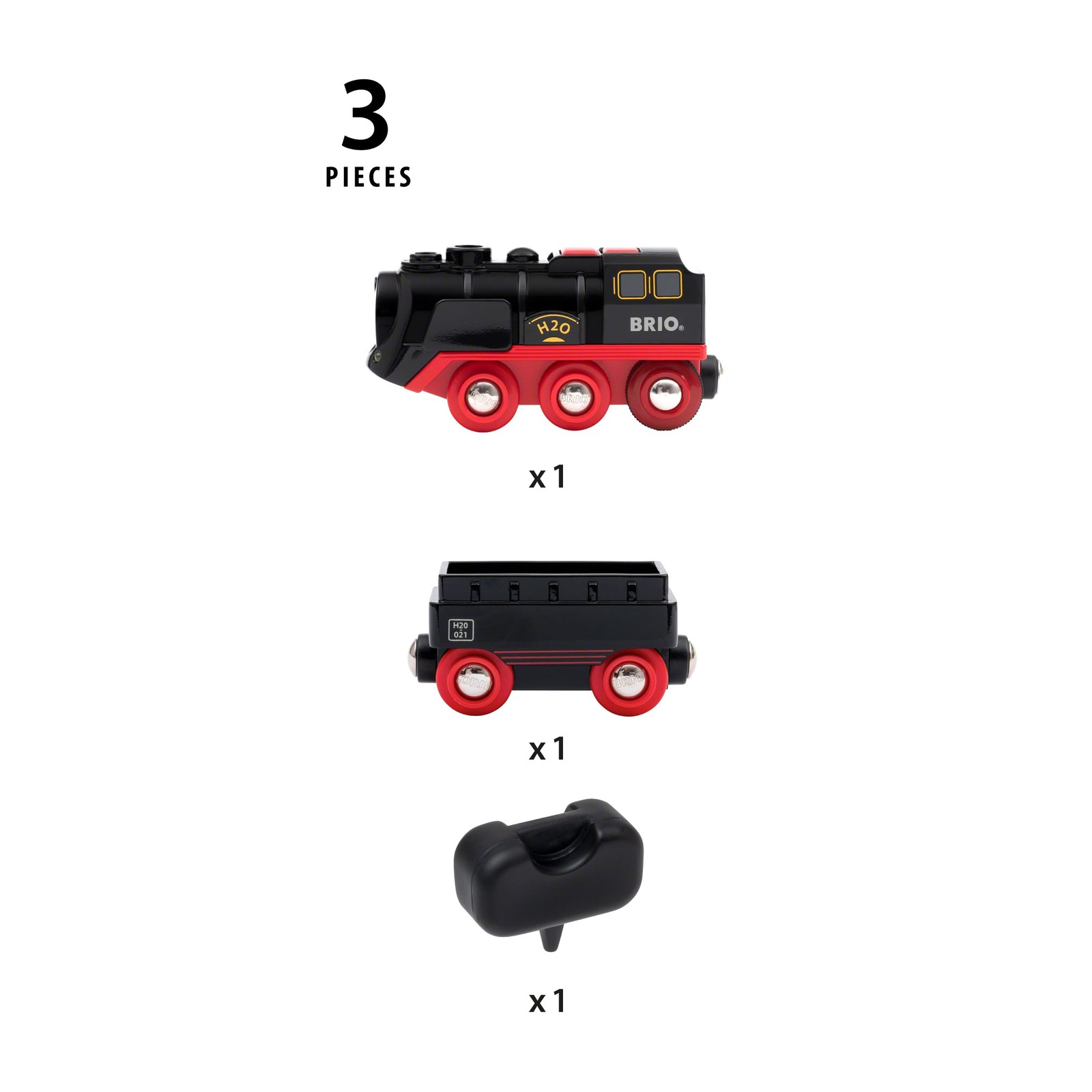 Battery Operated Steaming Train 3 Piece Motorized Engine Lights BRIO World Track