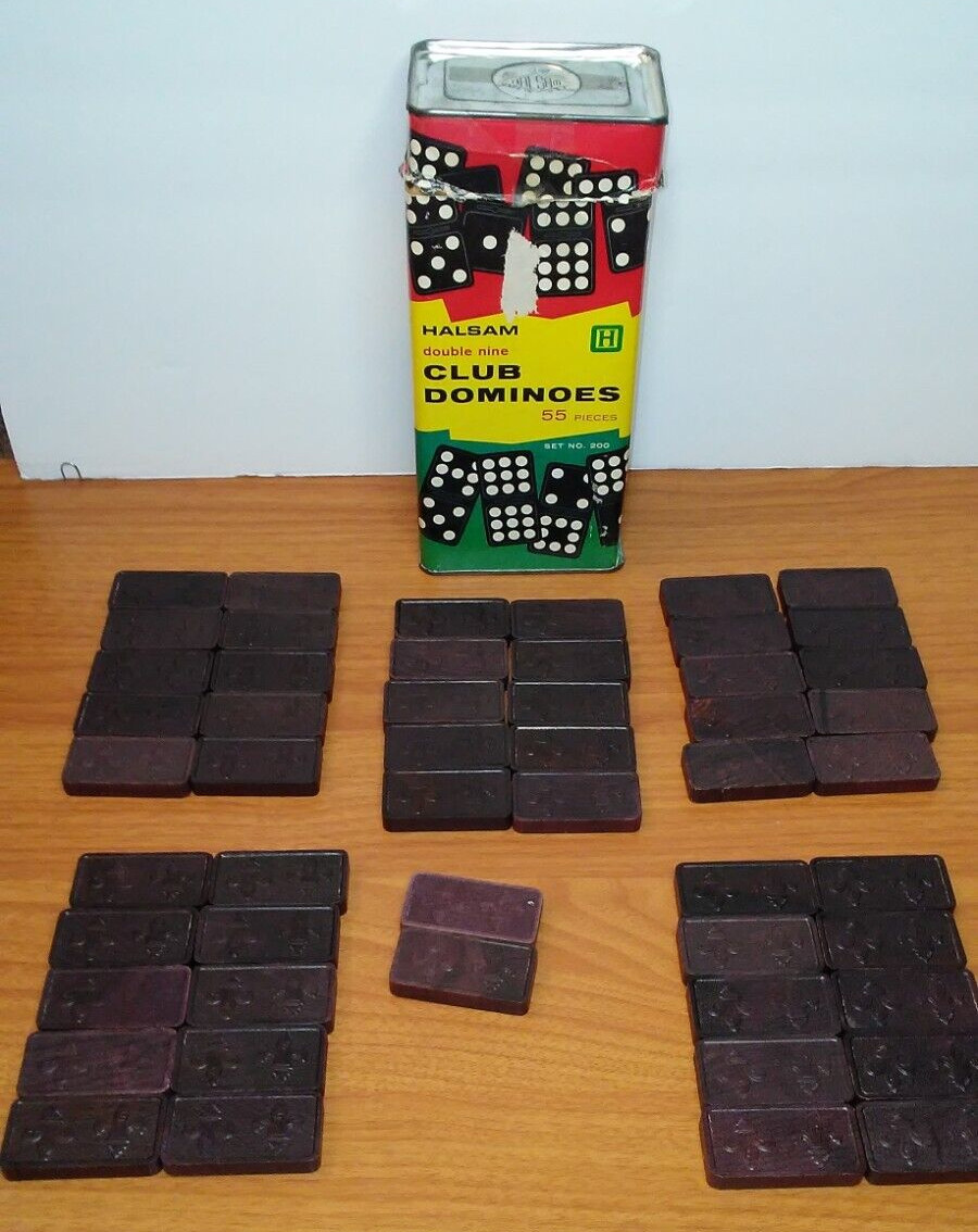 Halsam Double Nine Club Dominoes Game Set No. 200 Vintage 1970s Playskool USA