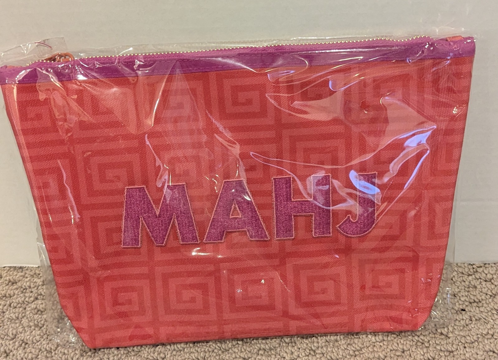 Jonathan Adler x Michaels Mahjong Pink MAHJ Tile Bag Zip Pouch NWT Ltd. Edition