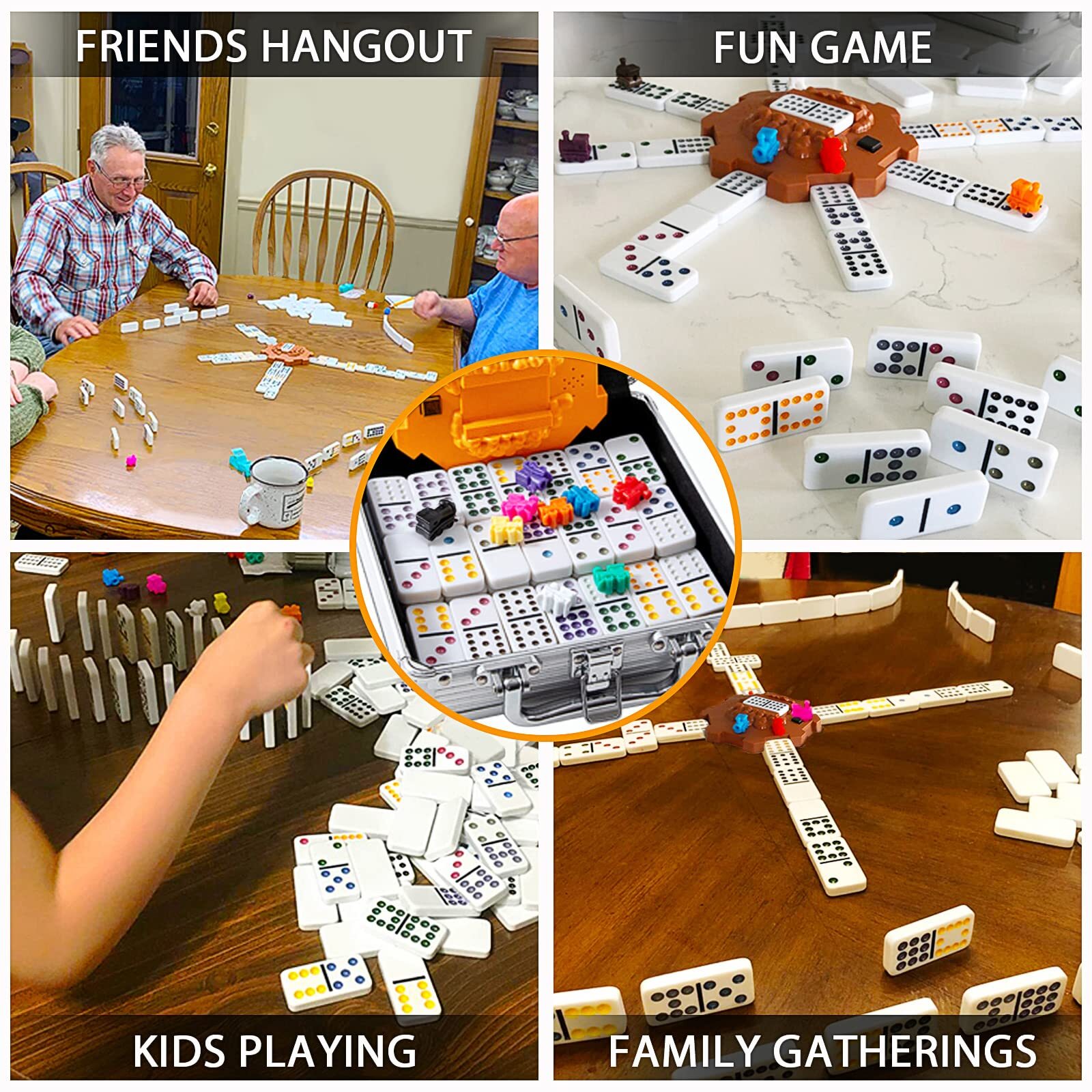 Mexican Train Dominoes Set Double 12 with 91 Tiles and Aluminum Case