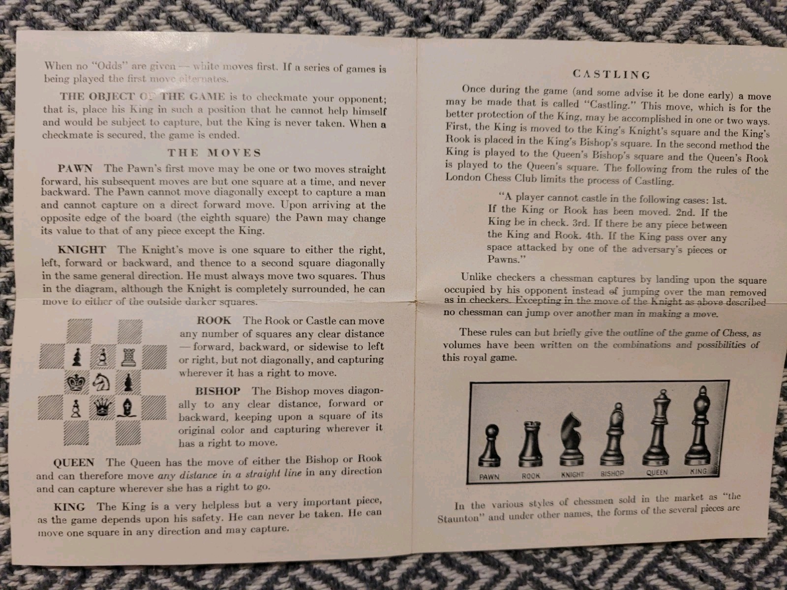 Vintage 1950s Chessman Pieces Milton Bradley Original Box And Instructions