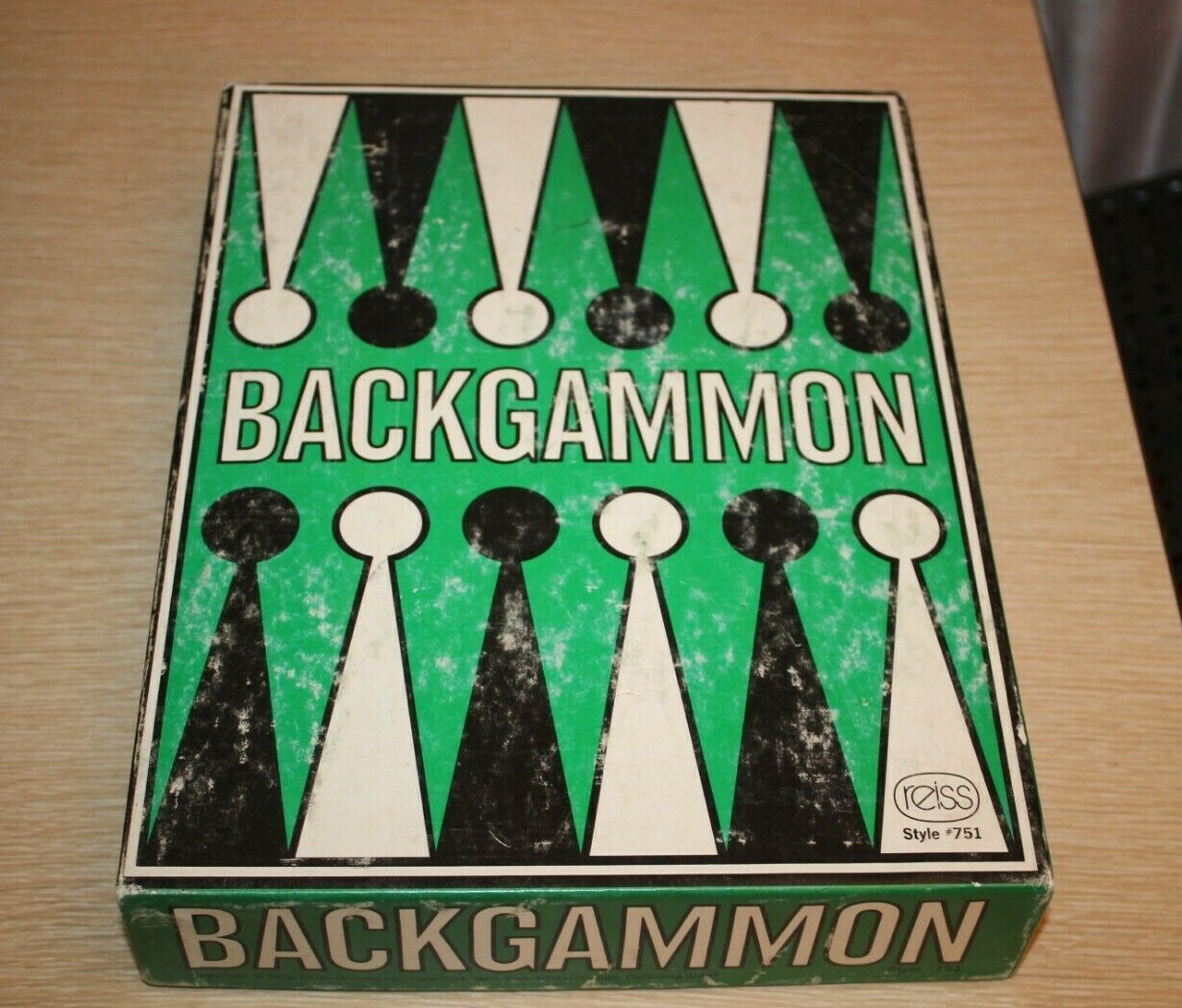 Vintage 1973 REISS Backgammon Game #751 Wood Chips Complete In Box