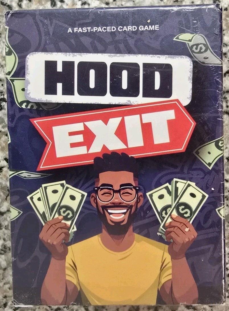 HOOD EXIT Card Game. Hood Charades. Stack Your Cash, Block Rivals..NEW. Fast NR