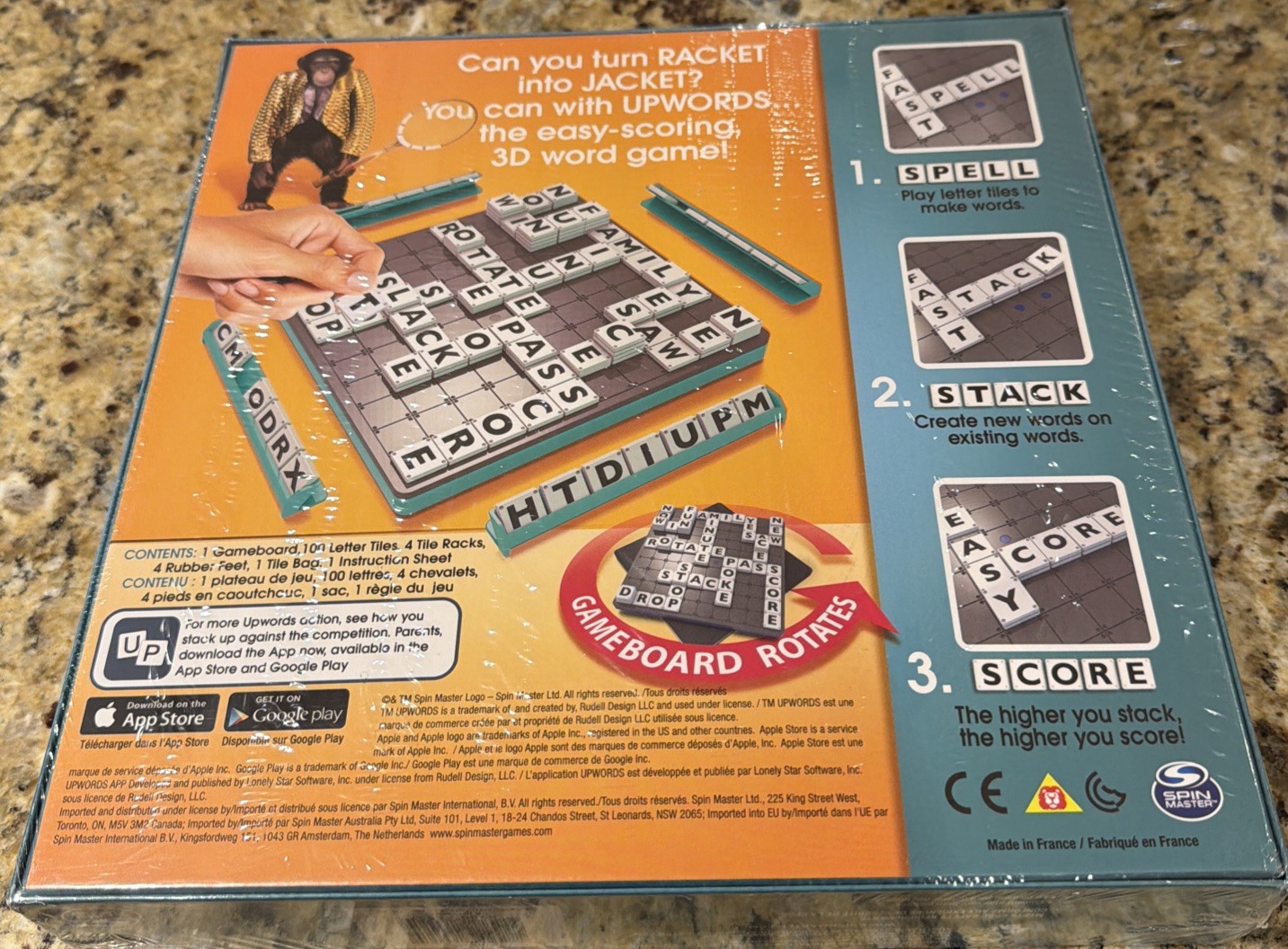 UPWORDS- THE GAME OF QUICK STACKING AND WORD HACKING. MADE IN FRANCE NEW SEALED