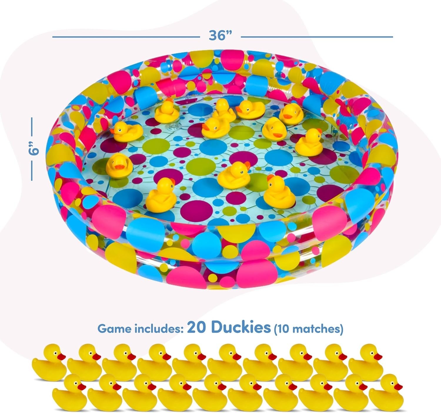 Bright Yellow Duck Pond Carnival Game for Kids – 36″ Inflatable Pool Set