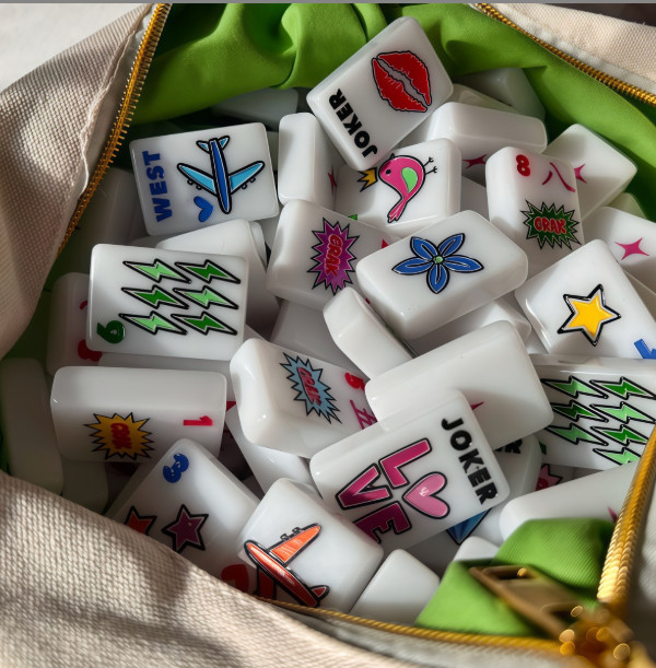Western American Mahjong Set White Acrylic Portable Travel Mah Jong Tiles white
