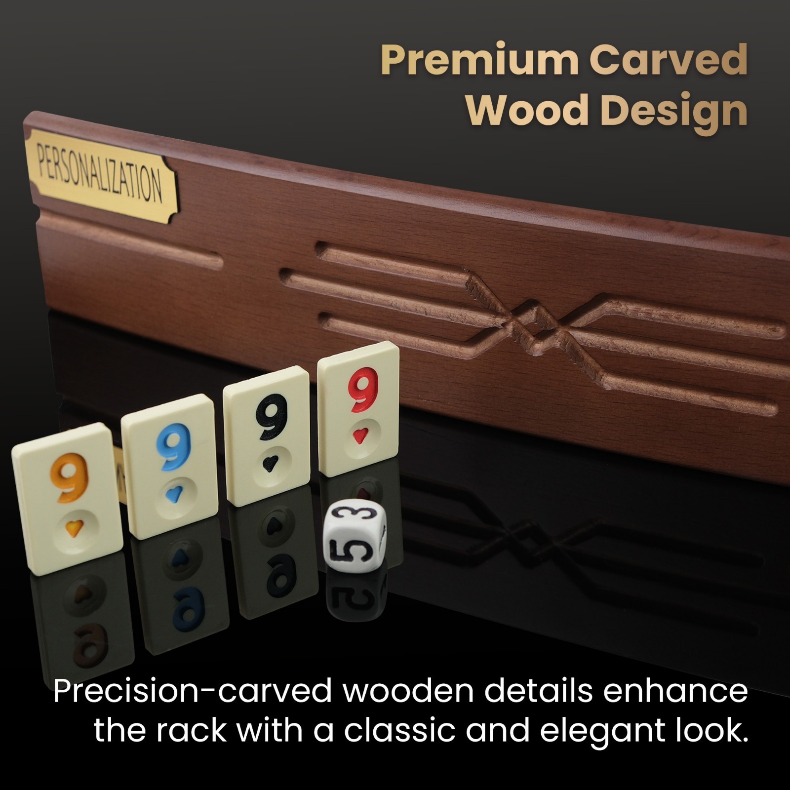 Wooden Oval Rummy Rack Set Curved Rummy Turkish Okey Personalization Gift