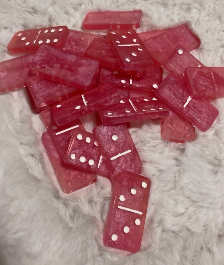 CUSTOM HAND MADE BEAUTIFUL PINK DOMINOS SET OF 28 2X1