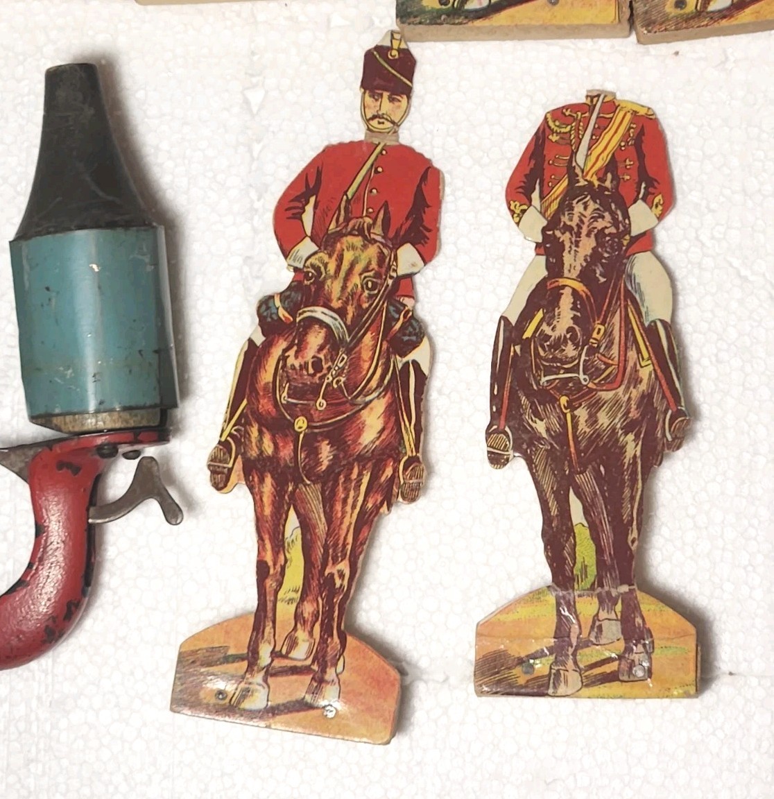 Antique Sharp-Shooters Action Game Milton Bradley 1913 Box Lid 2 Extra Shooters