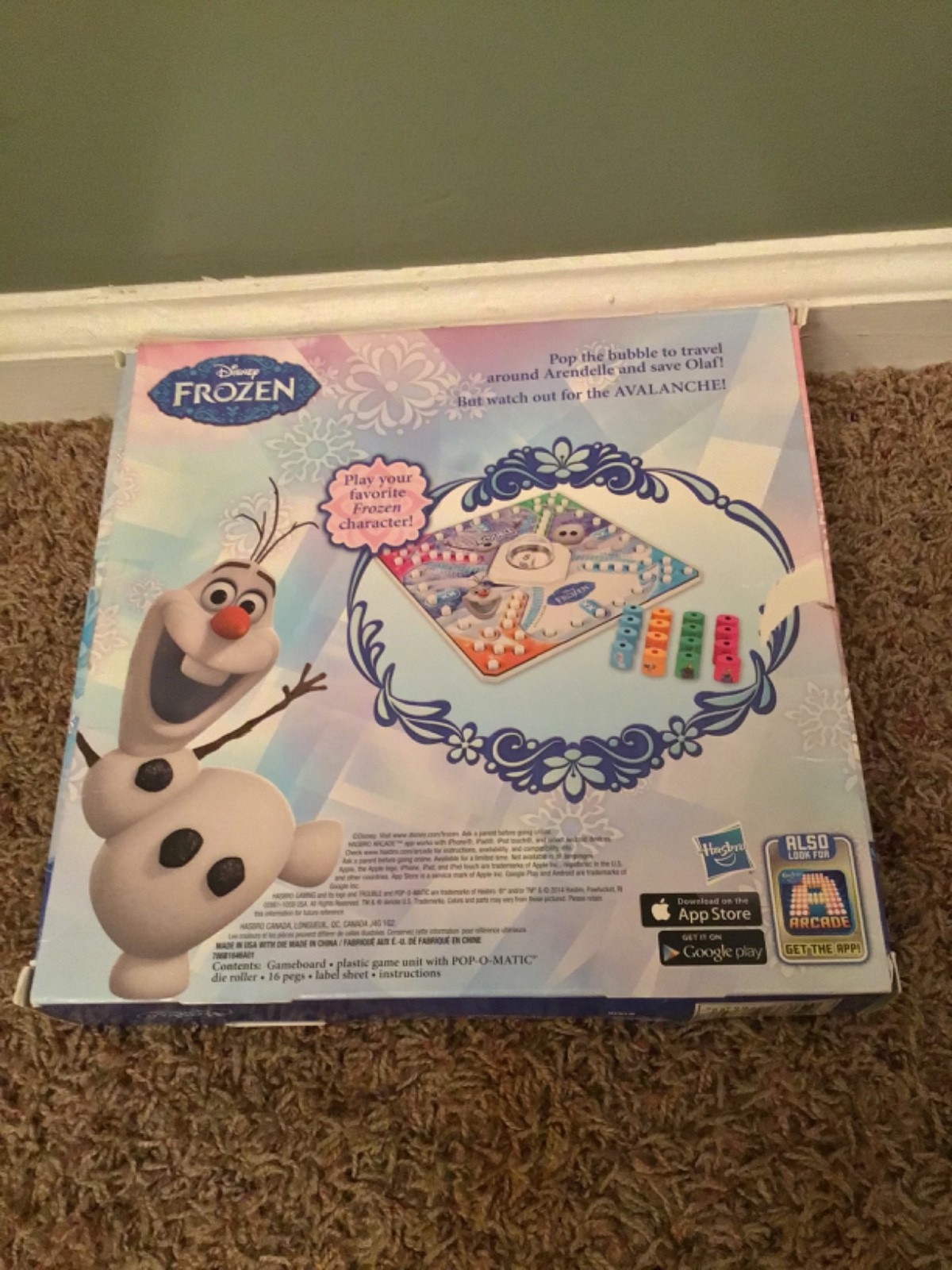 Hasbro Disney Frozen Olaf’s In Trouble Pop-O-Matic Board Game Complete