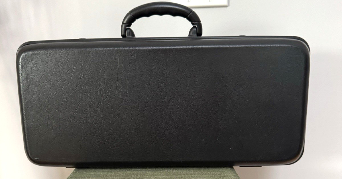 Vintage Mah Jong Jongg Black Hard Shell Carrying Case Foam Interior 20″×9″×5″