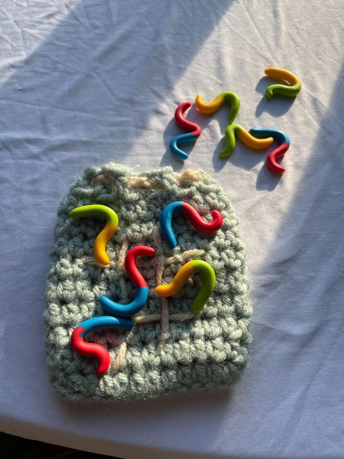 Gummy Worm Tic Tac Toe Board Game Set Handmade Clay Game by STAYOKBRAND