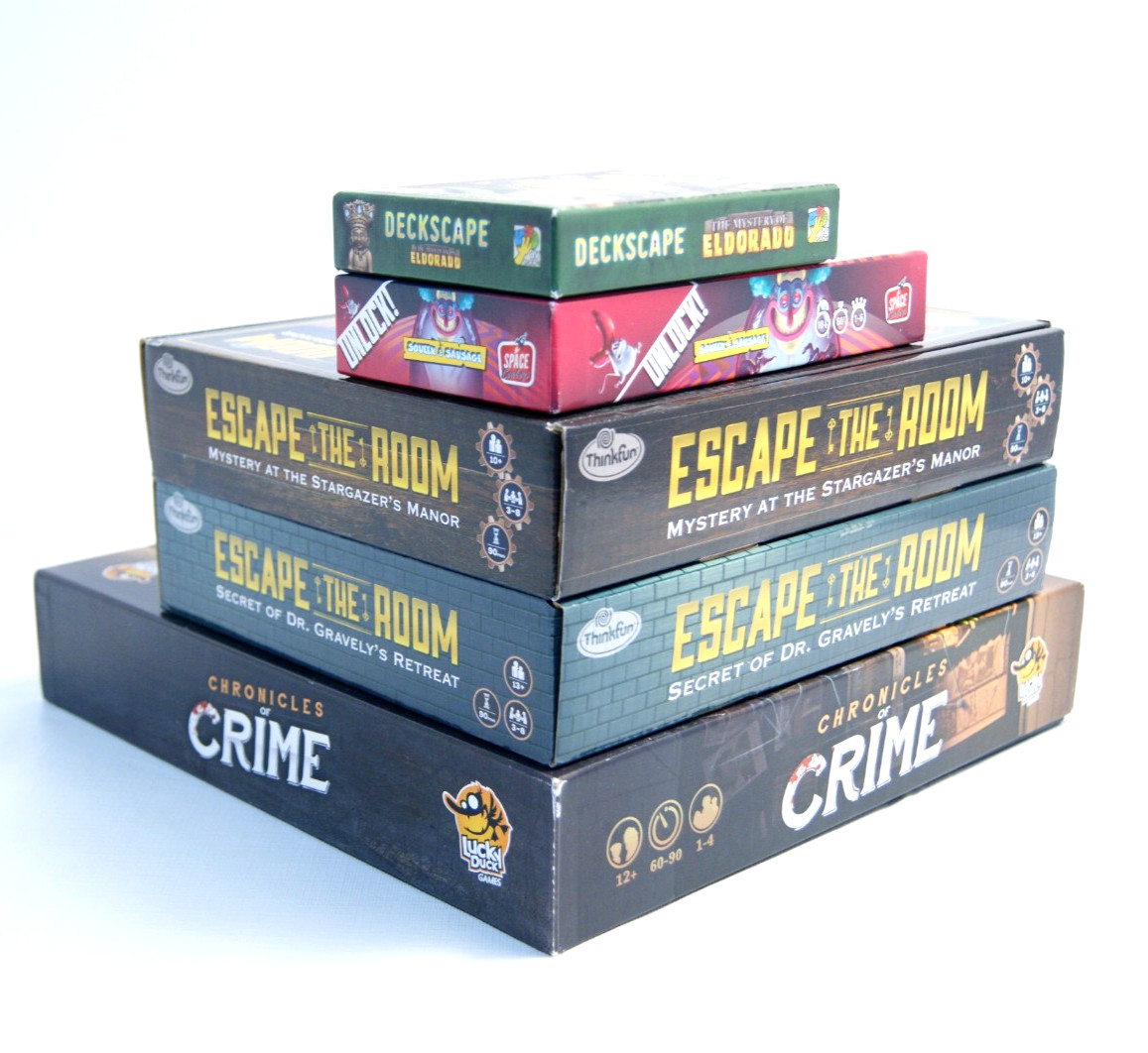 Escape Room Board Game Lot: Chronicles of Crime Unlock Deckscape Escape the Room