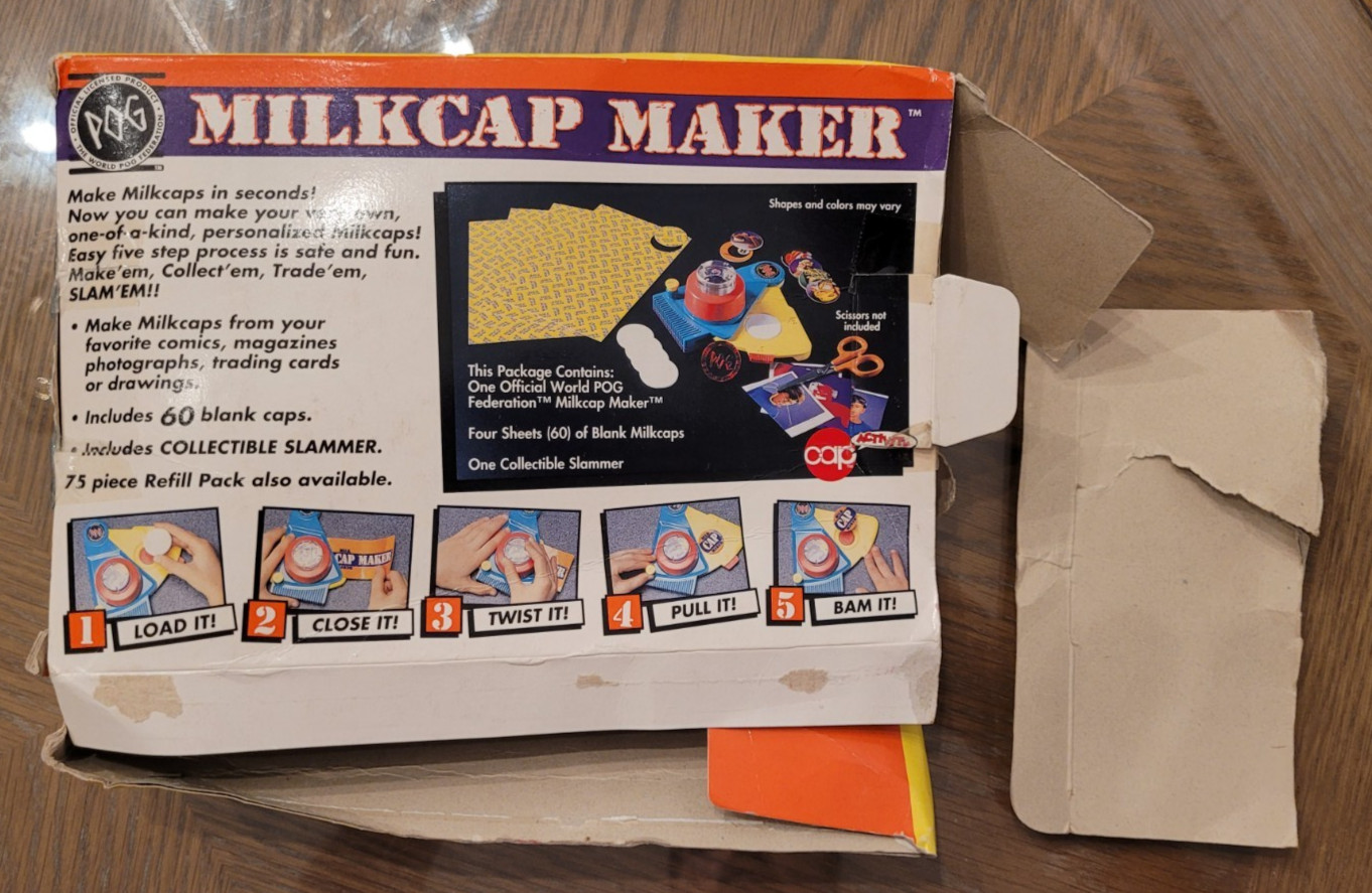 Milkcap Maker Official Pog Vtg 1995 Retro Toy Boxed Pogz Pogs Milk Caps