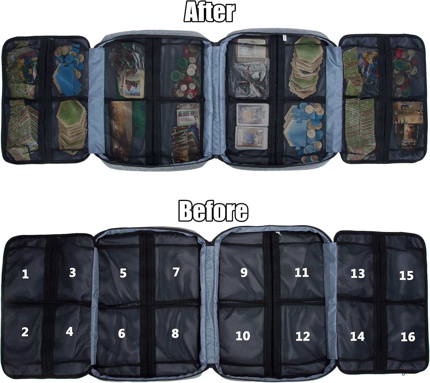 Expandable Board Game Carrying Case with 18 Pockets for Ultimate Organization