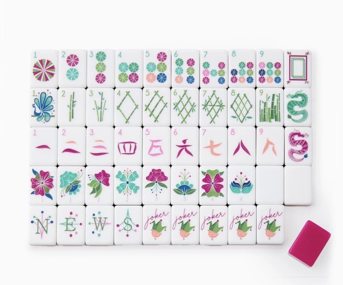 NEW! Vibrant Layered Mahjong Tiles – American Set 160 Tiles – Hot Pink Magenta