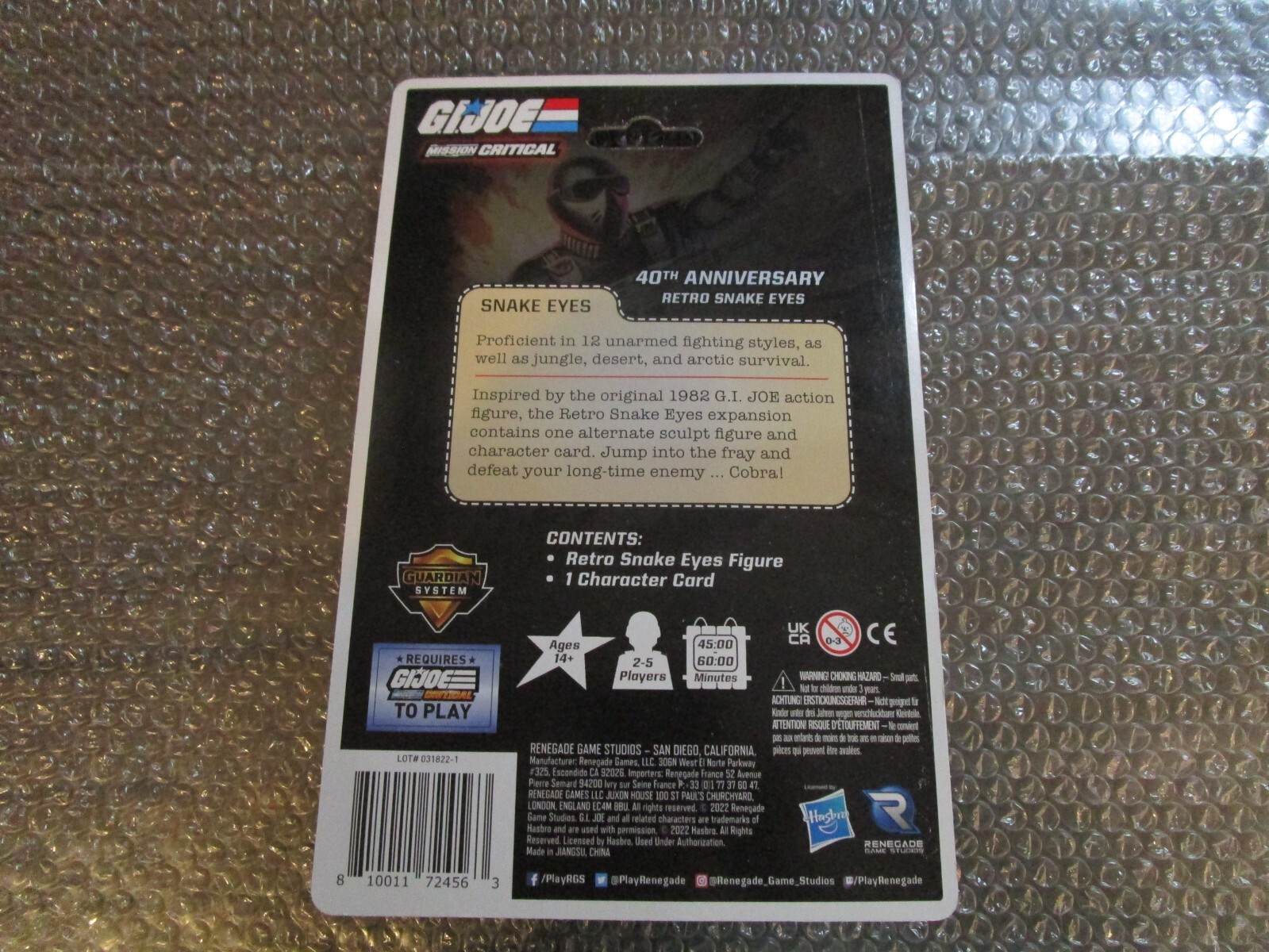 NEW G.I. JOE Mission Critical Retro Snake Eyes Board Game Mini Promo Renegade