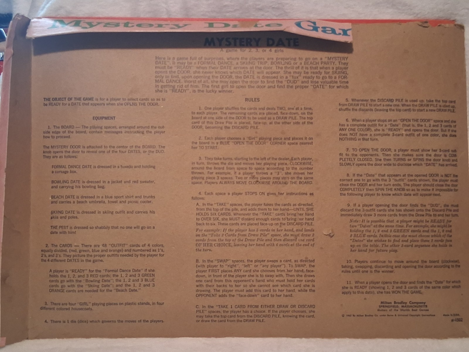 Vintage Milton Bradley Mystery Date Board Game 1965 Complete Game