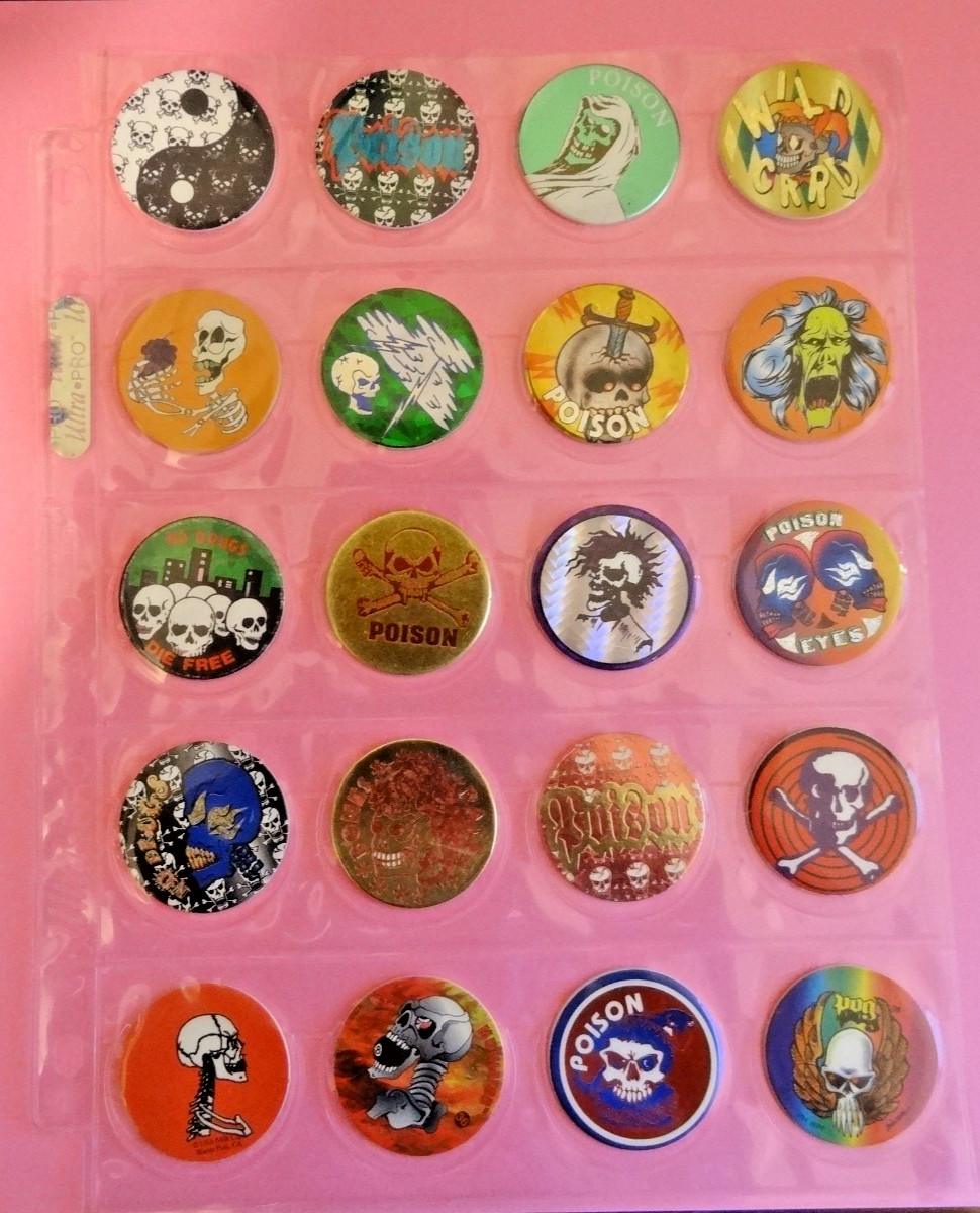 Pogs * 20 Variety Skulls * Poison * Miscellaneous Collection * 1990s