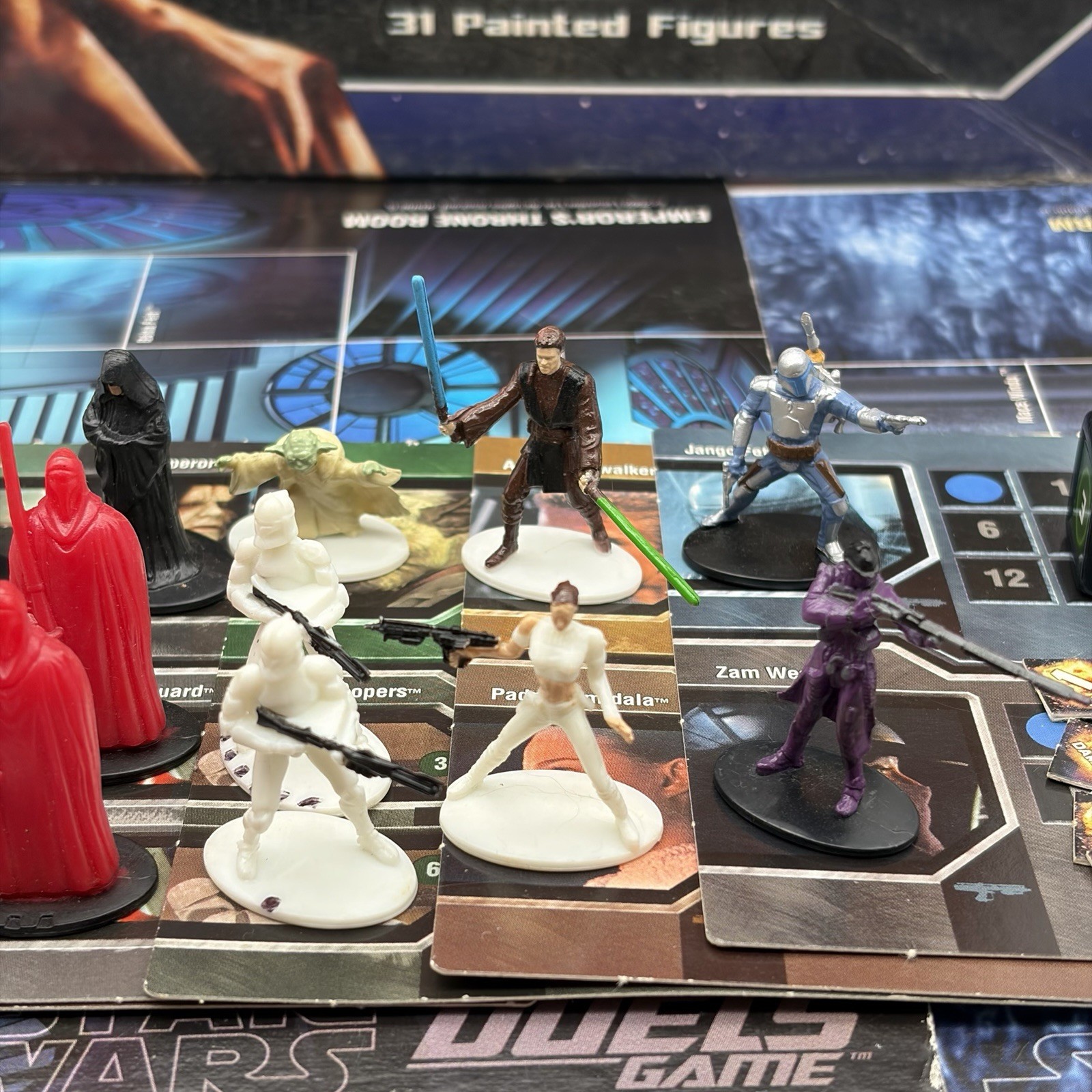 Star Wars Epic Duels Board Game 2002 w/ Figures 370/372 Cards Read