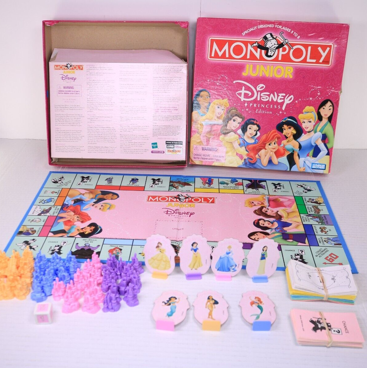 Vintage Monopoly Junior Disney Princess Edition 2004 95% Complete See Pics Good!