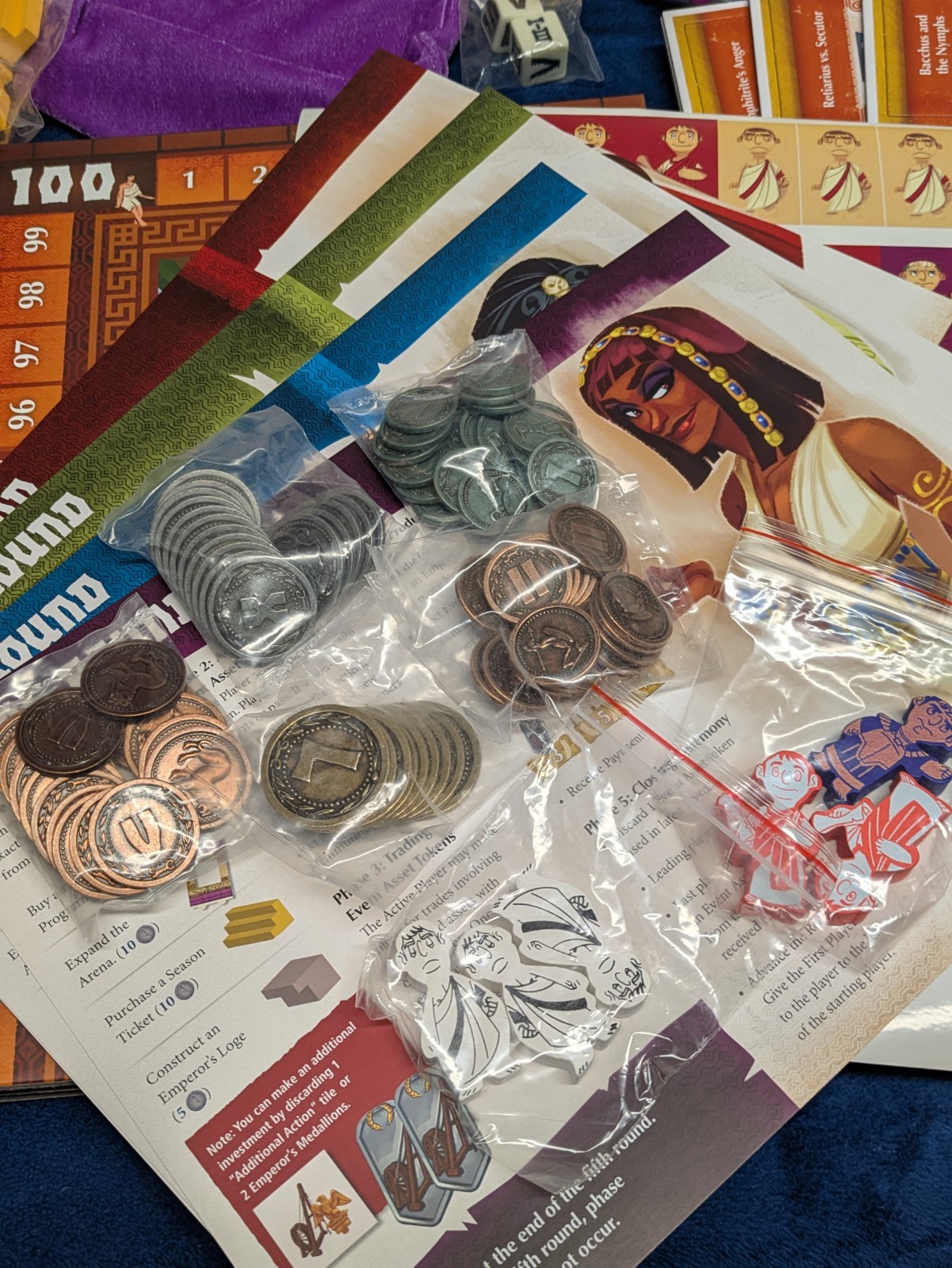 TMG Colosseum Board Game Deluxe Emperor’s Edition Metal Coins NEW with Sleeve