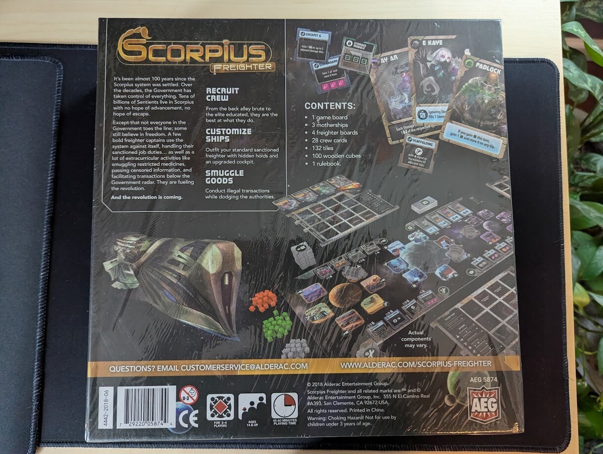 New, Sealed SCORPIUS FREIGHTER Board Game, Unopened, Alderac AEG Games
