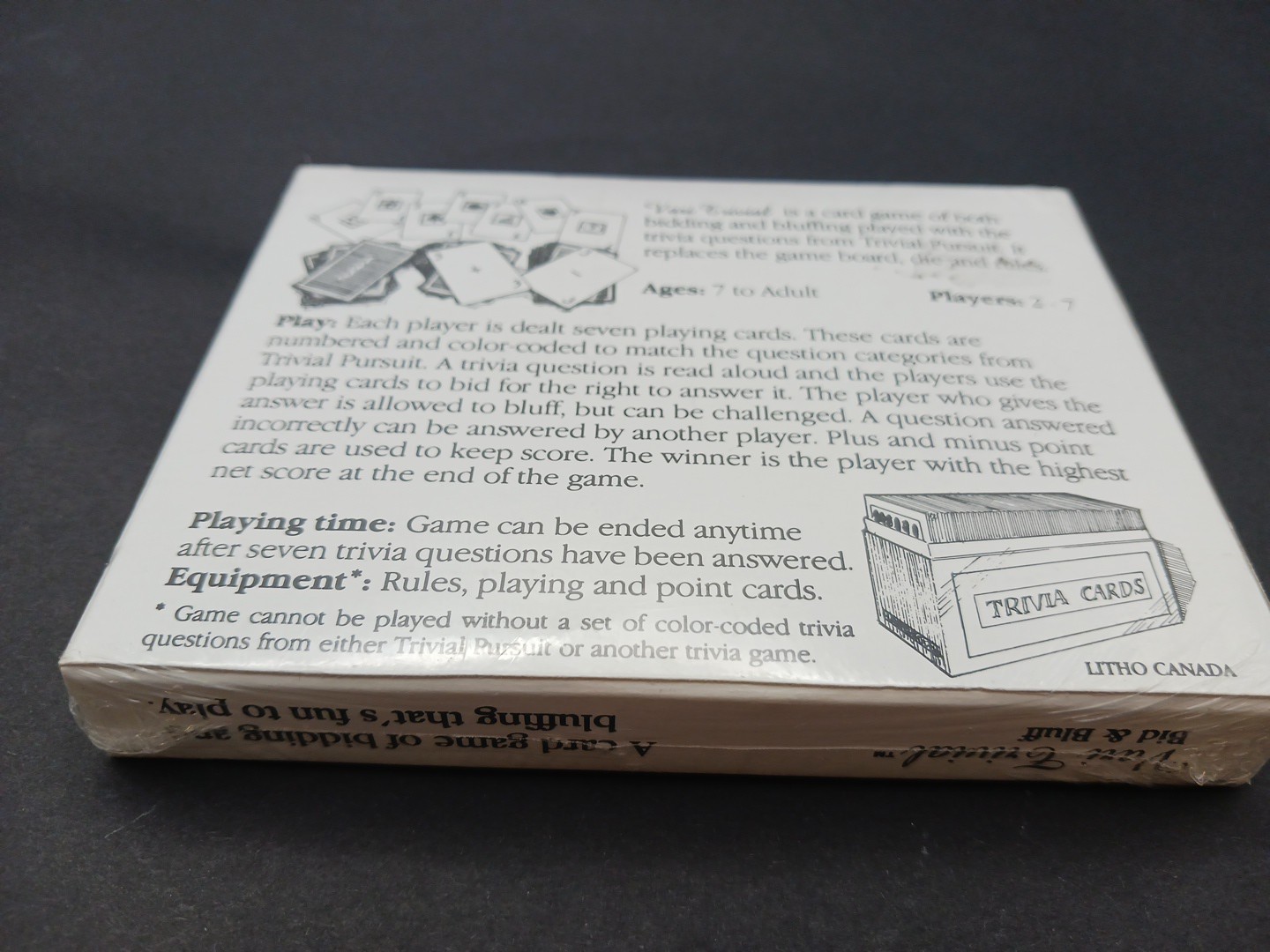 Vari-Trivial Bid & Bluff Sealed Card Game Vintage Trivia Bluffing Party Game New