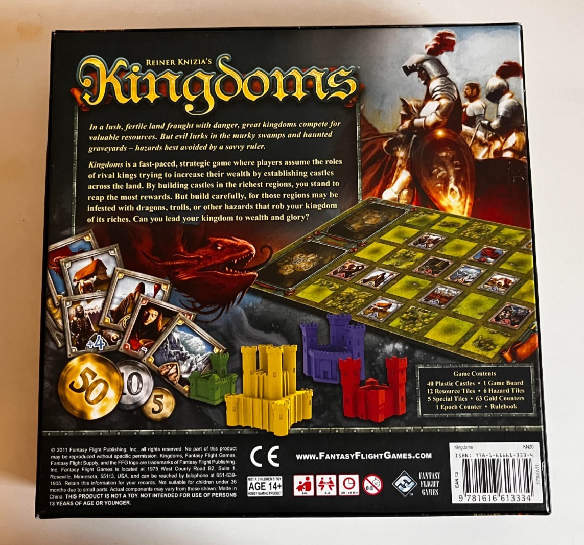 2011 Kingdoms By Fantasy Flight Games & Reiner Knizia Verified Complete FFG