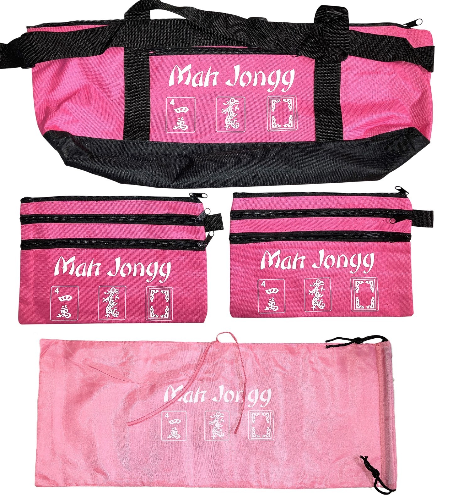Mahjong Mahj Mah jong Carry PINK Empty Bag + 2 Pouches for Tiles + Bag for Rack