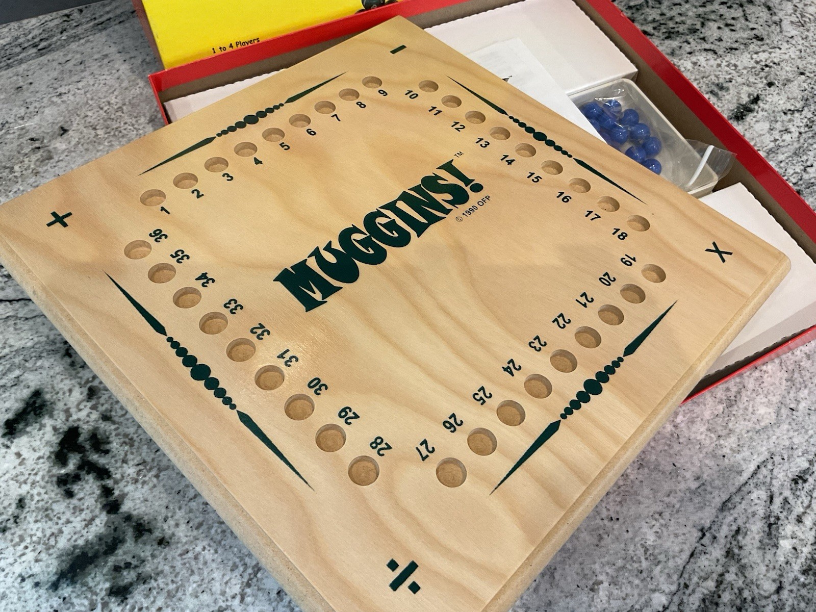 Muggins Knock-Out Reversible Wooden Board Game Math Homeschool Mensa 1990
