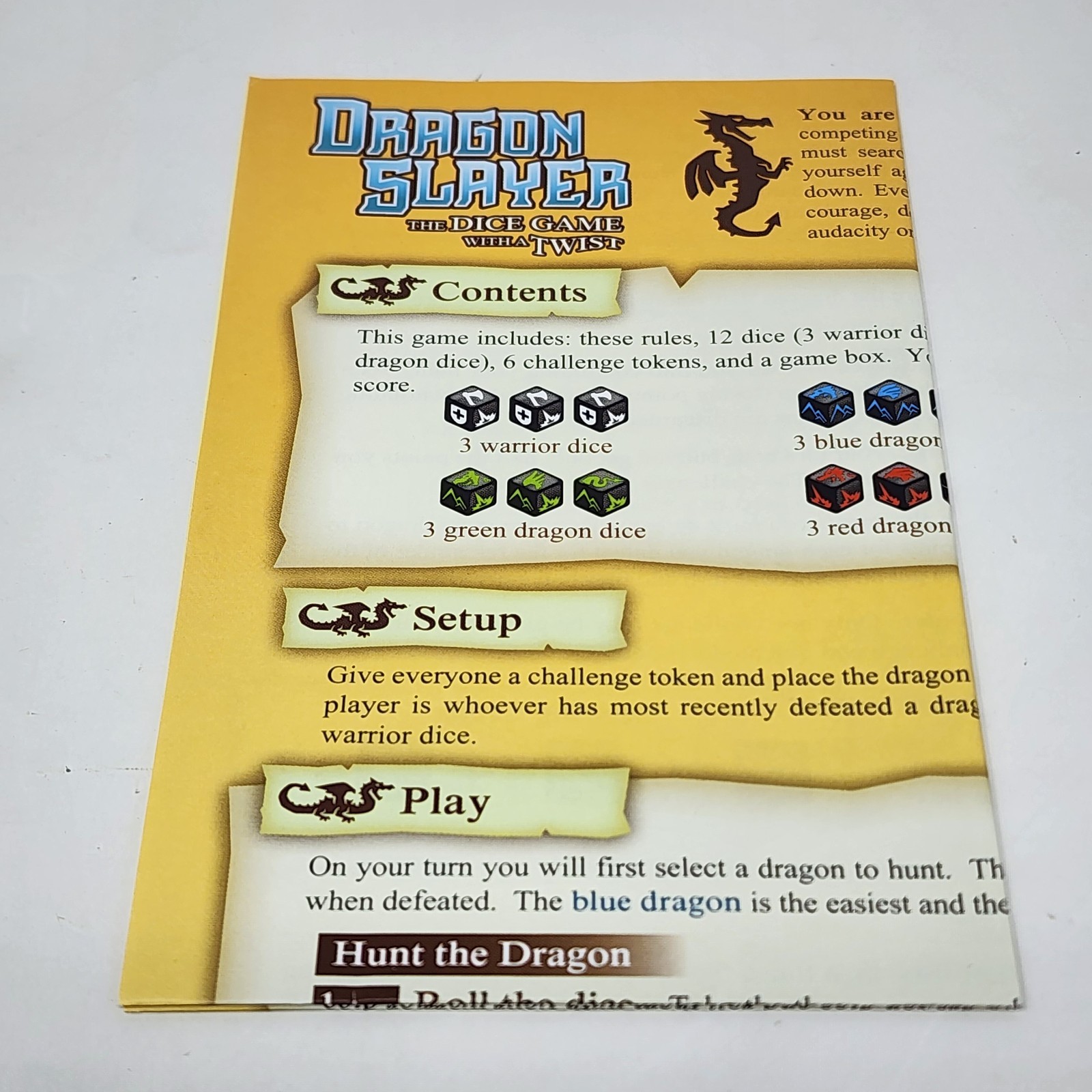 Dragon Slayer The Dice Game with a Twist Indie Boards & Cards 2014 Open Box NEW