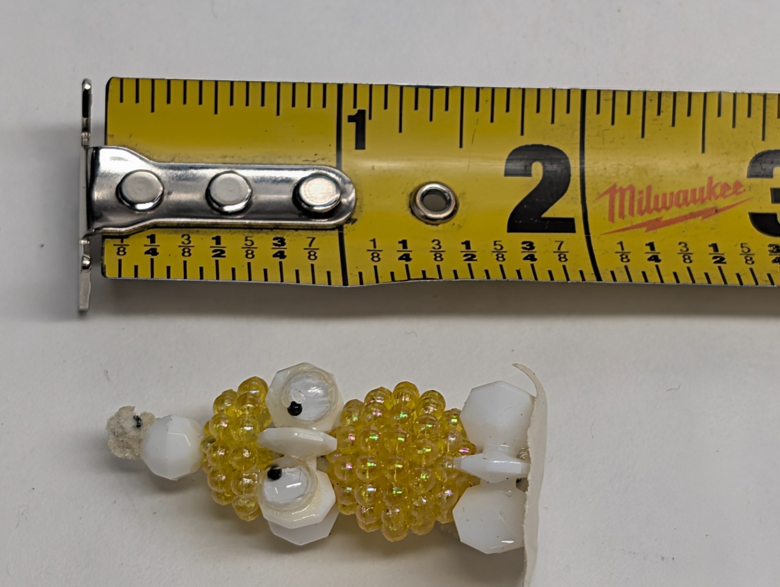 Vintage Lucky Bingo Ball Charm Yellow Beaded Troll Figurine Folk Art