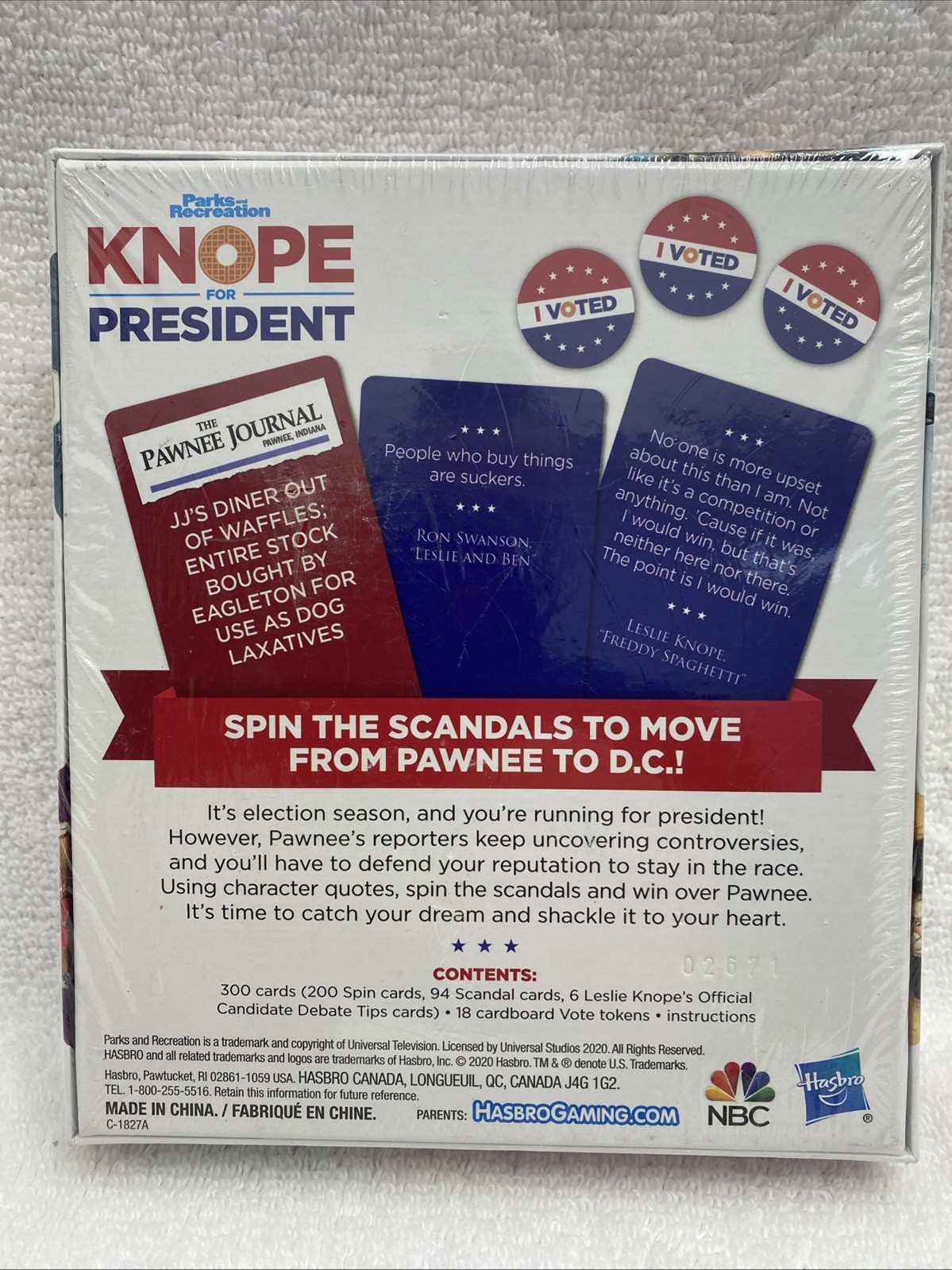 Knope For President Party Card Game Hasbro Parks And Recreation BRAND NEW B31